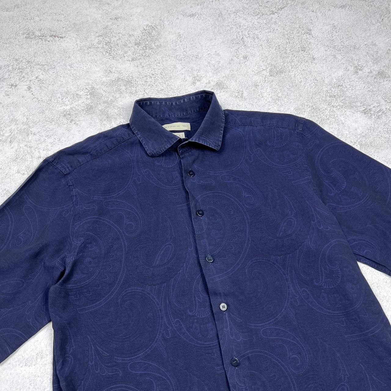 Etro ETRO Milano Men's Blue Paisley Jacquard Short Sleeve Shirt Size US XS / EU 42 / 0 - 2 Thumbnail