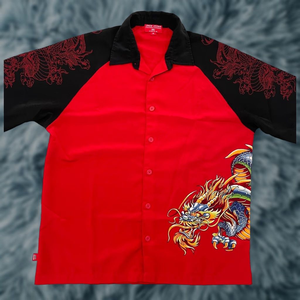 JNCO VINTAGE Jnco Jeans Shirt Main Selling Point Brand JNCO Shirt Adult XL Red Dragon Short Sleeve Button Up Streetwear Size US XL / EU 56 / 4 - 1 Thumbnail