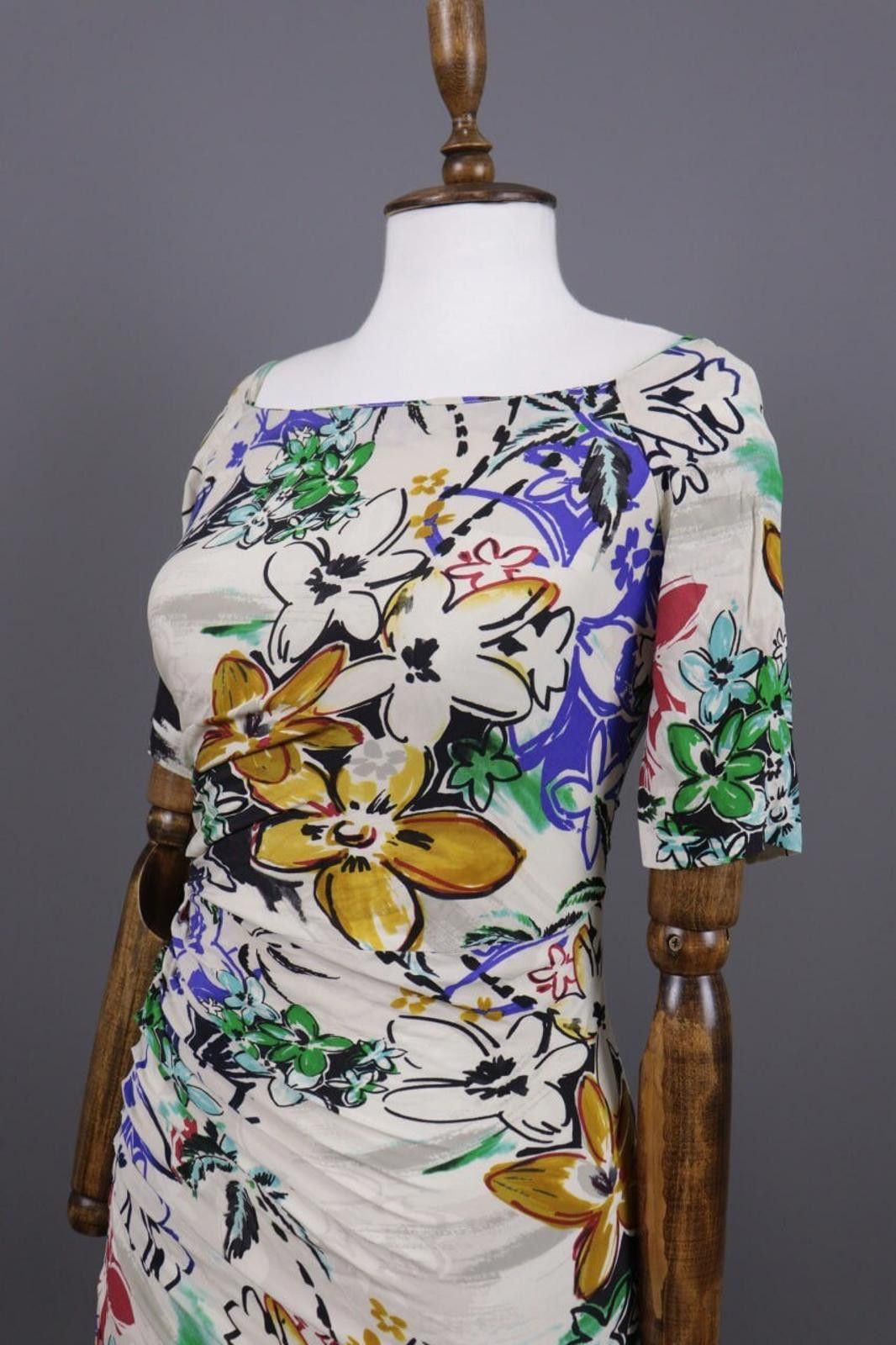 Etro Etro Milano White Floral Silk Bodycon Dress Size 42 / M Size M / US 6-8 / IT 42-44 - 7 Thumbnail
