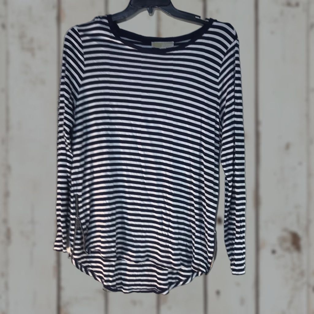 Michael Kors Michael Kors Women's XL Navy White Striped Tunic Top Long Sleeve Zipper Blouse Casual Business Size XL / US 12-14 / IT 48-50 - 1 Thumbnail