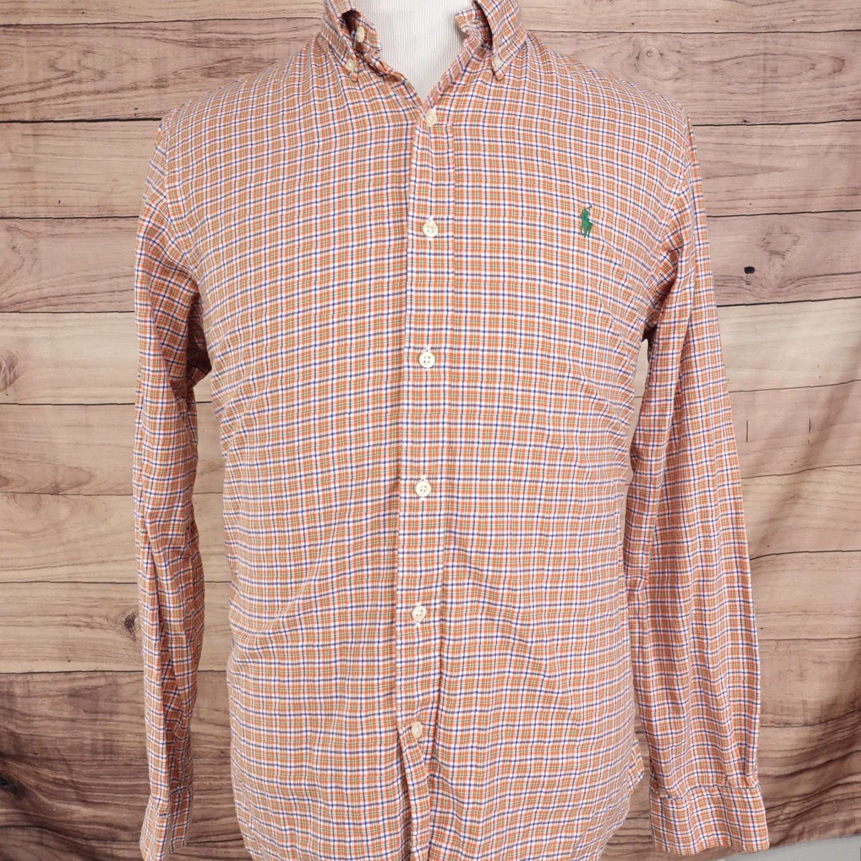 Ralph Lauren Ralph Lauren Shirt Mens Large Orange Plaid Button-Down Long Sleeve Pony Logo Embroidered Size US L / EU 52-54 / 3 - 3 Thumbnail