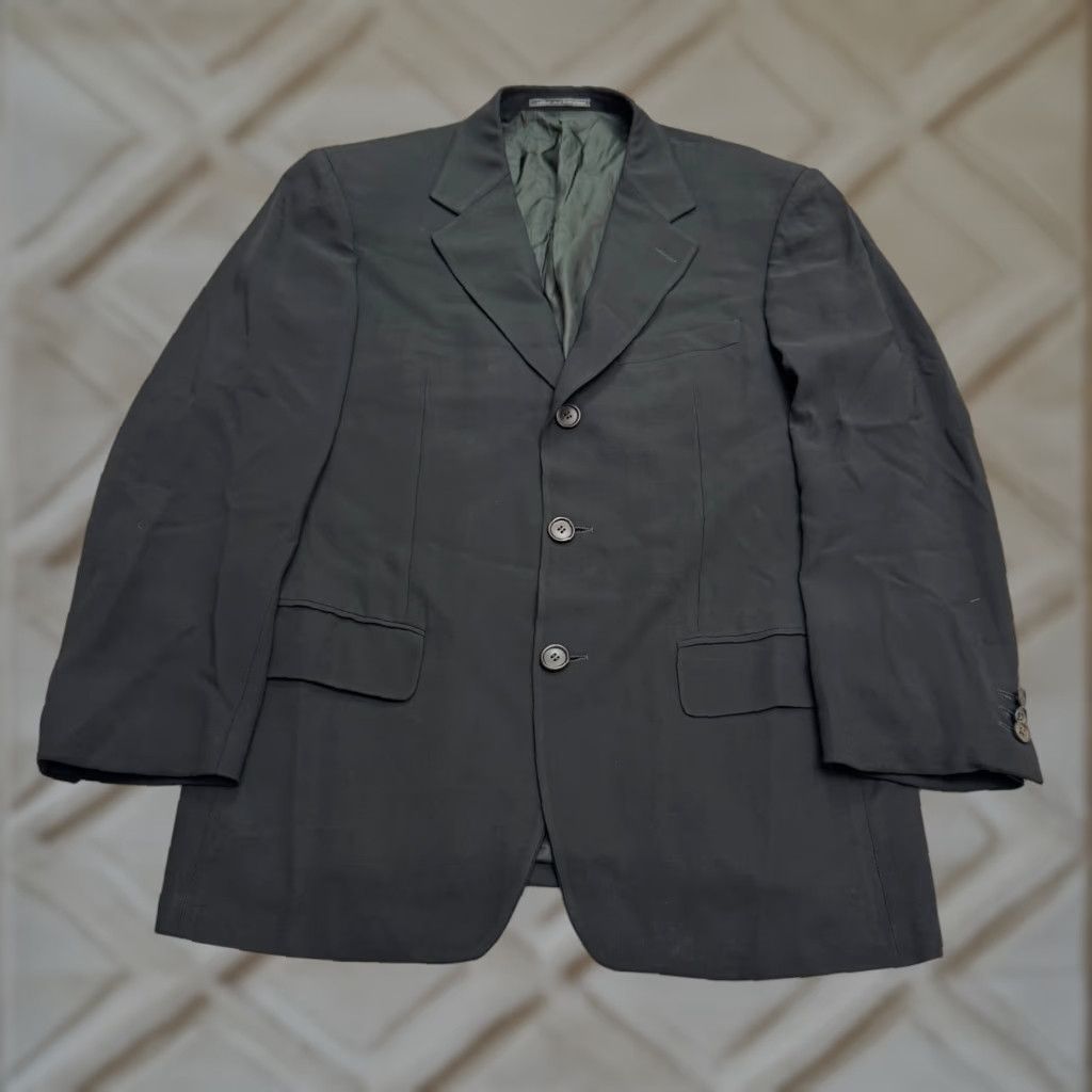 Ermenegildo Zegna VINTAGE Ermenegildo Zegna Blazer Jacket Mens 90s Wool Solid Black Single-Breasted 3-Button Size 40R - 1 Thumbnail