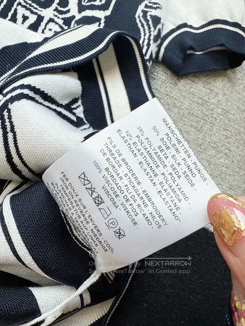 Hermes Hermes Dark blue and white rope pattern knit short-sleeve Size XS / US 0-2 / IT 36-38 - 7 Thumbnail