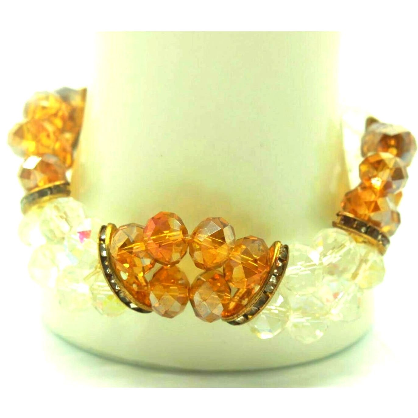 Other White & Golden Crystal Stretch Bracelet with Rhinestone Bars Size ONE SIZE - 3 Thumbnail