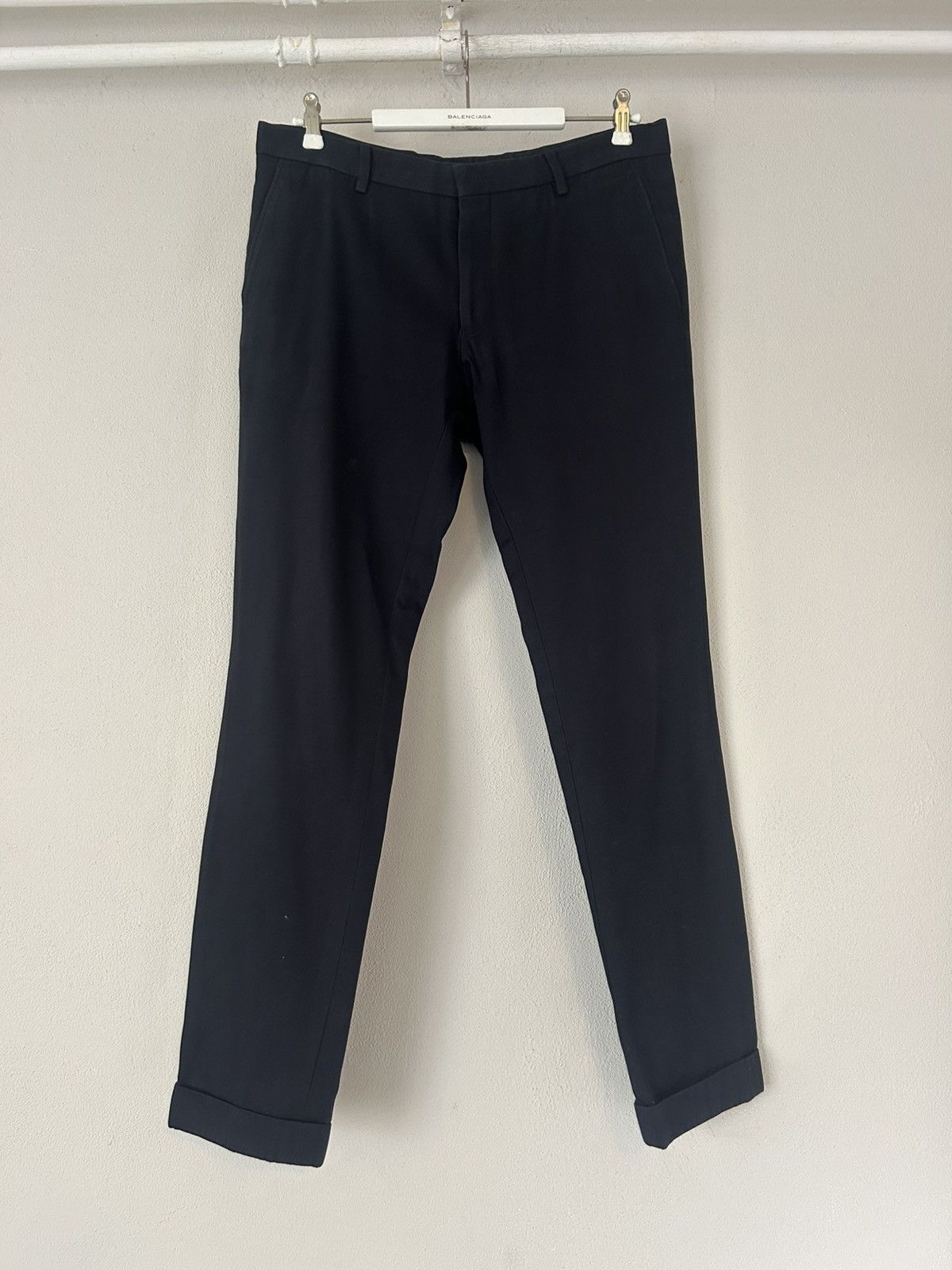 Dries Van Noten Navy Cotton Trousers with Cuffed Hem Size US 34 / EU 50 - 1 Thumbnail