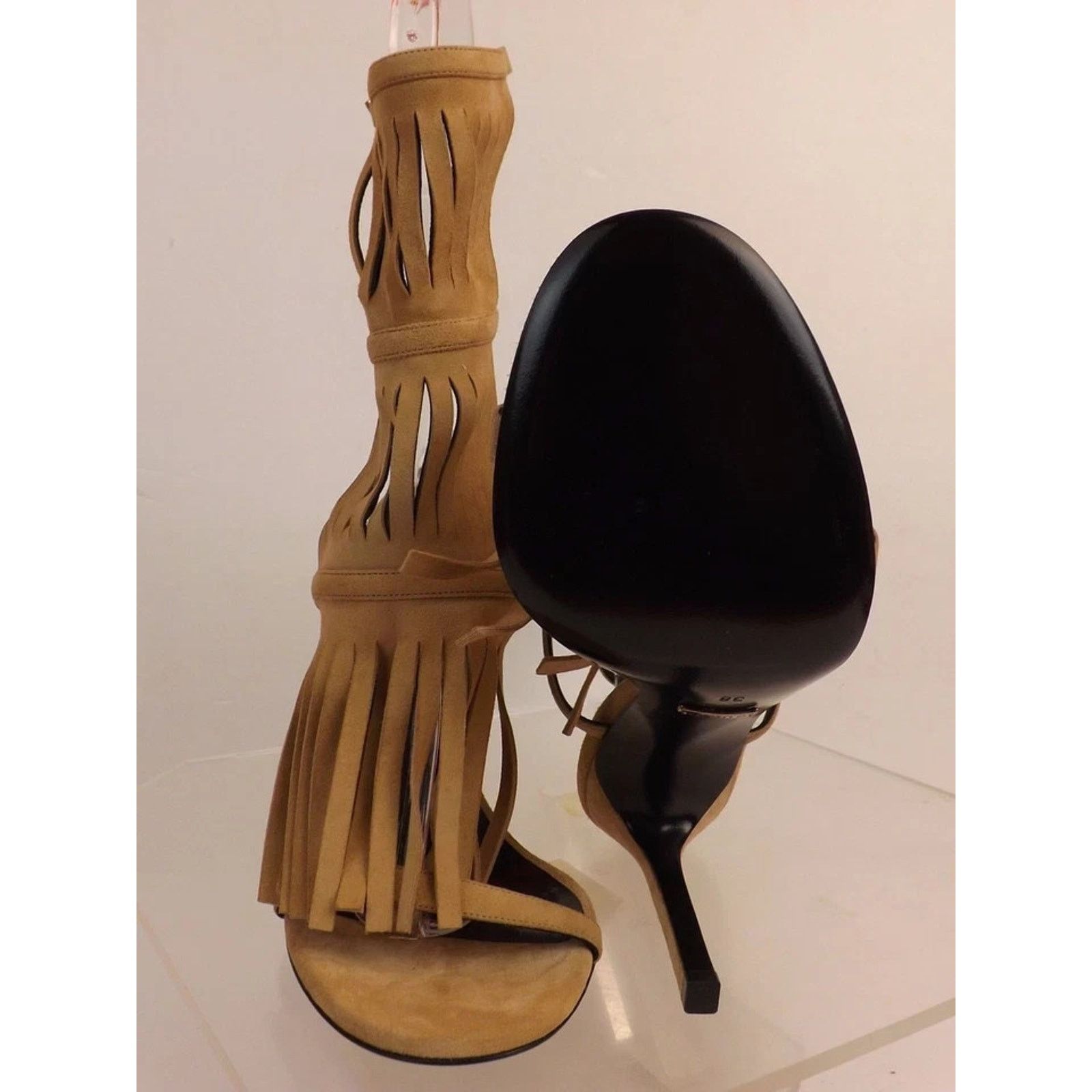 Gucci GUCCI BROWN SUEDE 347284 FRINGE GLADIATOR TALL SANDALS 36.5 Size US 6.5 / IT 36.5 - 10 Thumbnail