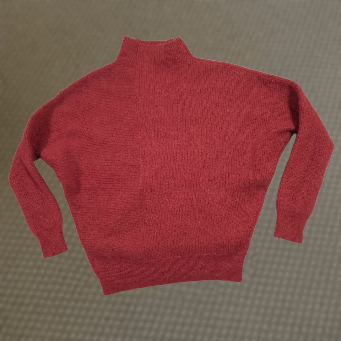Saks Fifth Avenue Saks Fifth Avenue Sweater Womens XS Red Cashmere Mock Neck Dolman Knit Pullover Size XS / US 0-2 / IT 36-38 - 1 Thumbnail