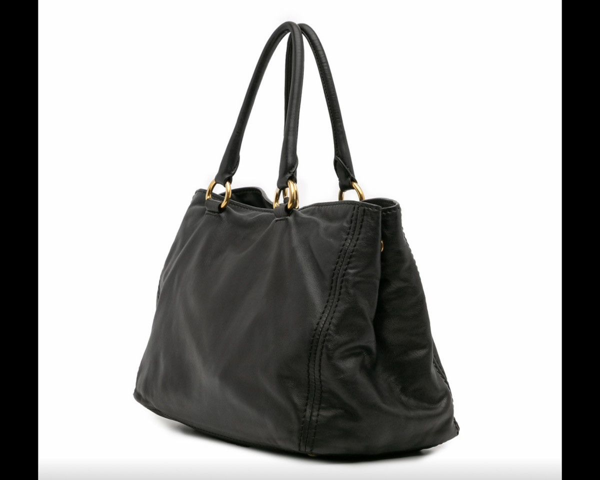 Prada Prada Black Vitello Soft Calf Front Pocket Tote Size ONE SIZE - 2 Thumbnail