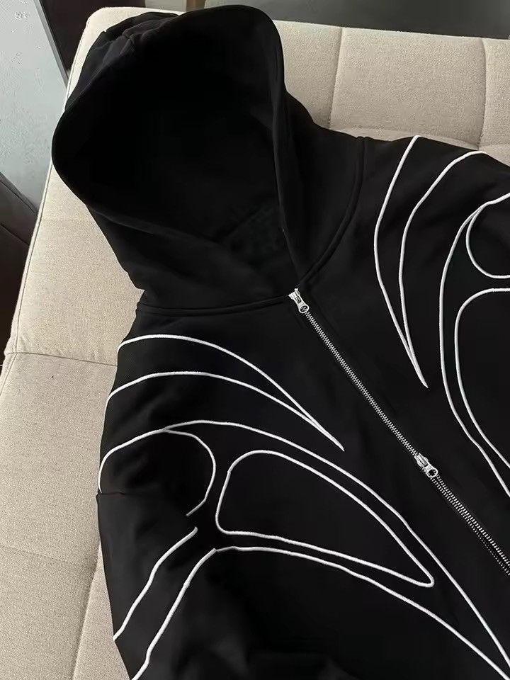 Japanese Brand Black Techwear Hoodie Line Zip-Up Streetwear Cyberpunk Goth Size US XL / EU 56 / 4 - 2 Thumbnail