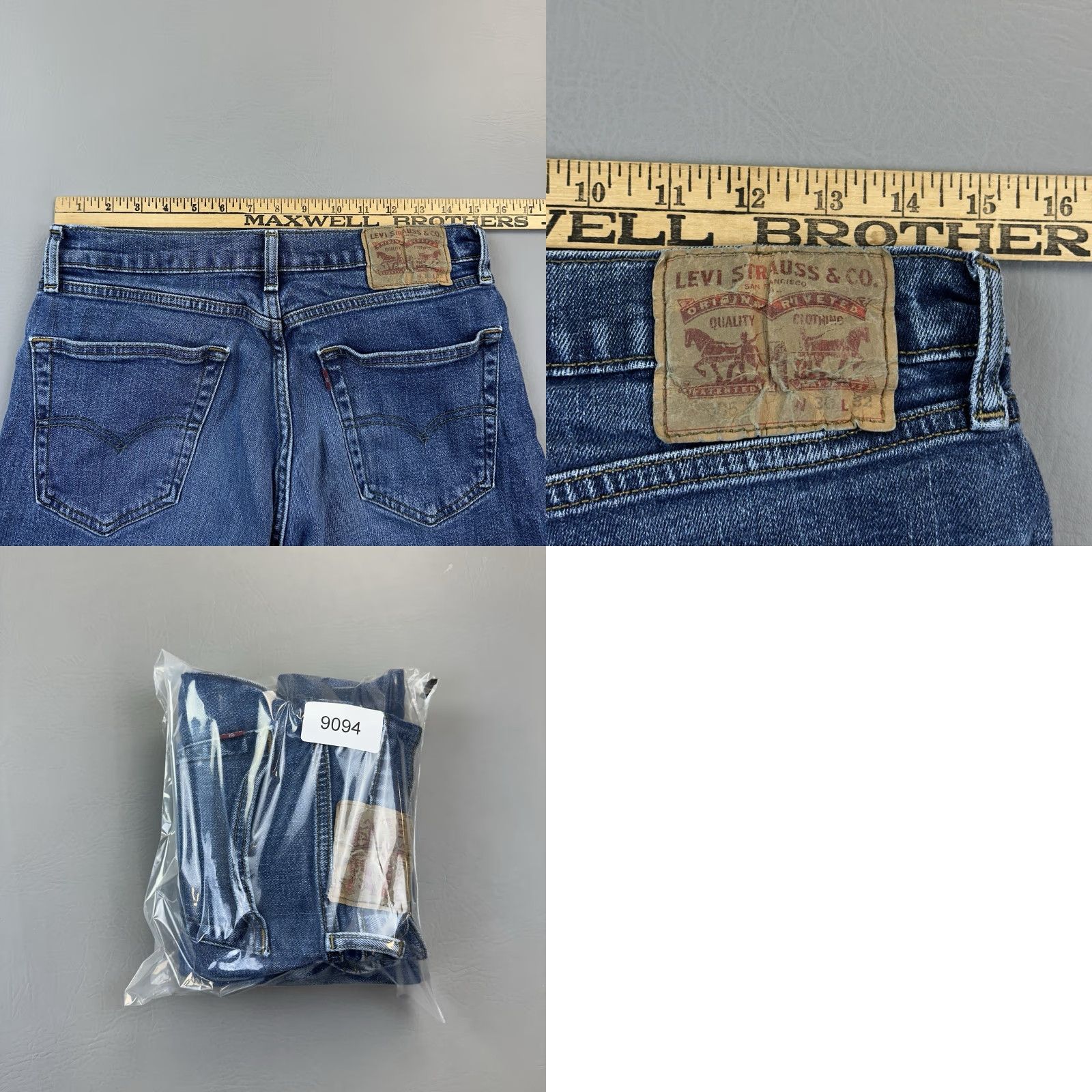 Levi's Levis 505 Jeans Mens 30x30 Blue Dark Wash Denim Regular Fit Stretch Casual - Levi's Jeans - 5-Pocket - Dark Wash - USA Retro Cowboy Theme Mens Jeans Size US 30 / EU 46 - 9 Thumbnail