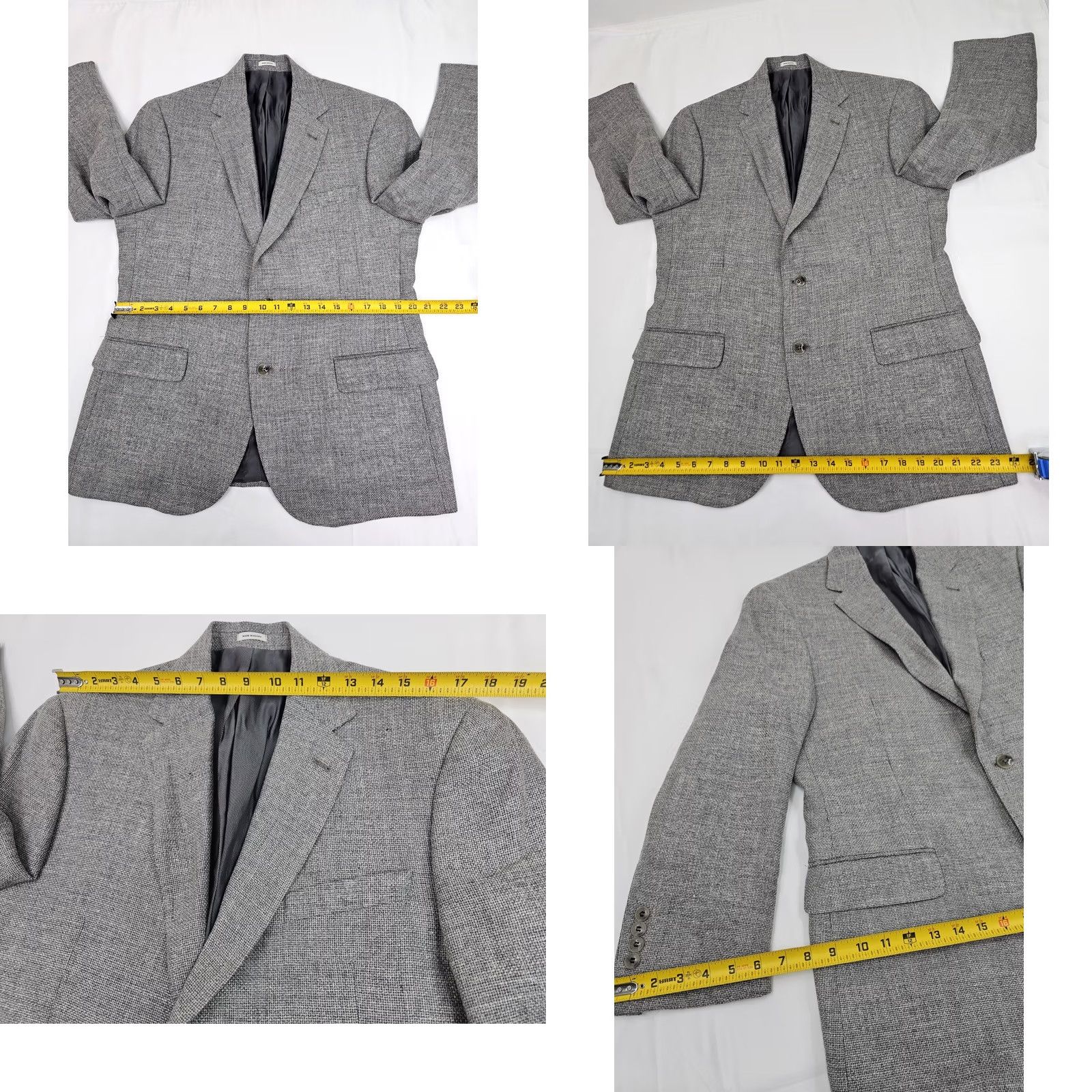 Joseph Abboud Joseph Abboud Sport Coat Gray Wool Linen Hopsack Lanificio T.G. di Fabio 42R Size US XS / EU 42 / 0 - 8 Thumbnail