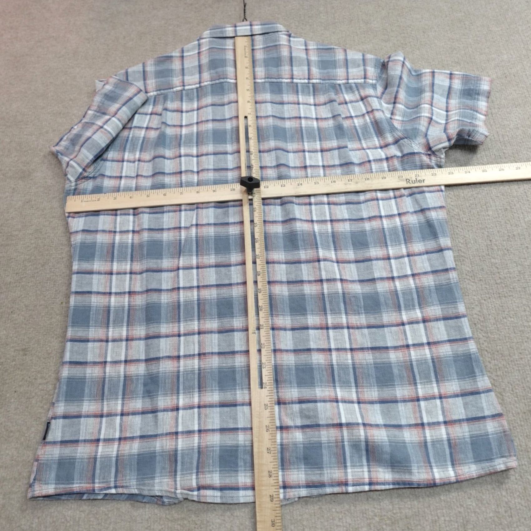 Vintage Kuhl Skorpio Shirt Plaid Button-Up Short Sleeve Linen Blend Blue Gray Large Blue Mens Size US L / EU 52-54 / 3 - 3 Thumbnail