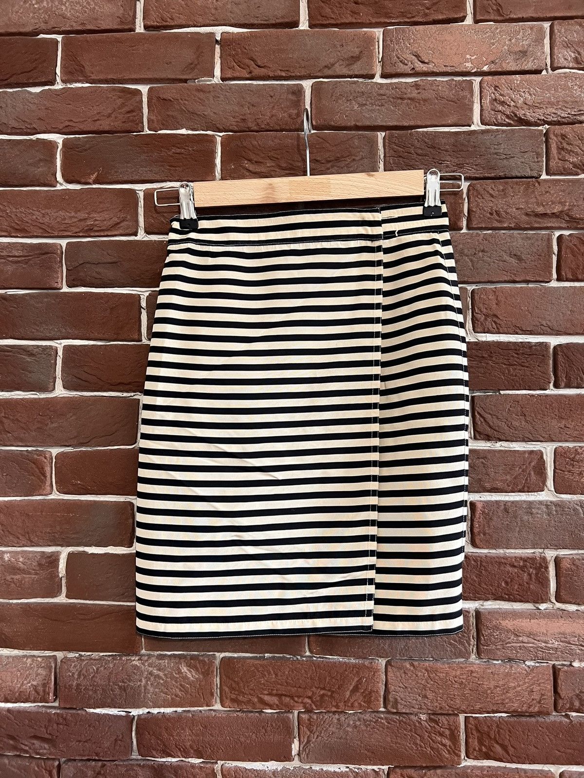 GIANNI VERSACE – 80s Vintage Striped Midi Wool Pencil Skirt