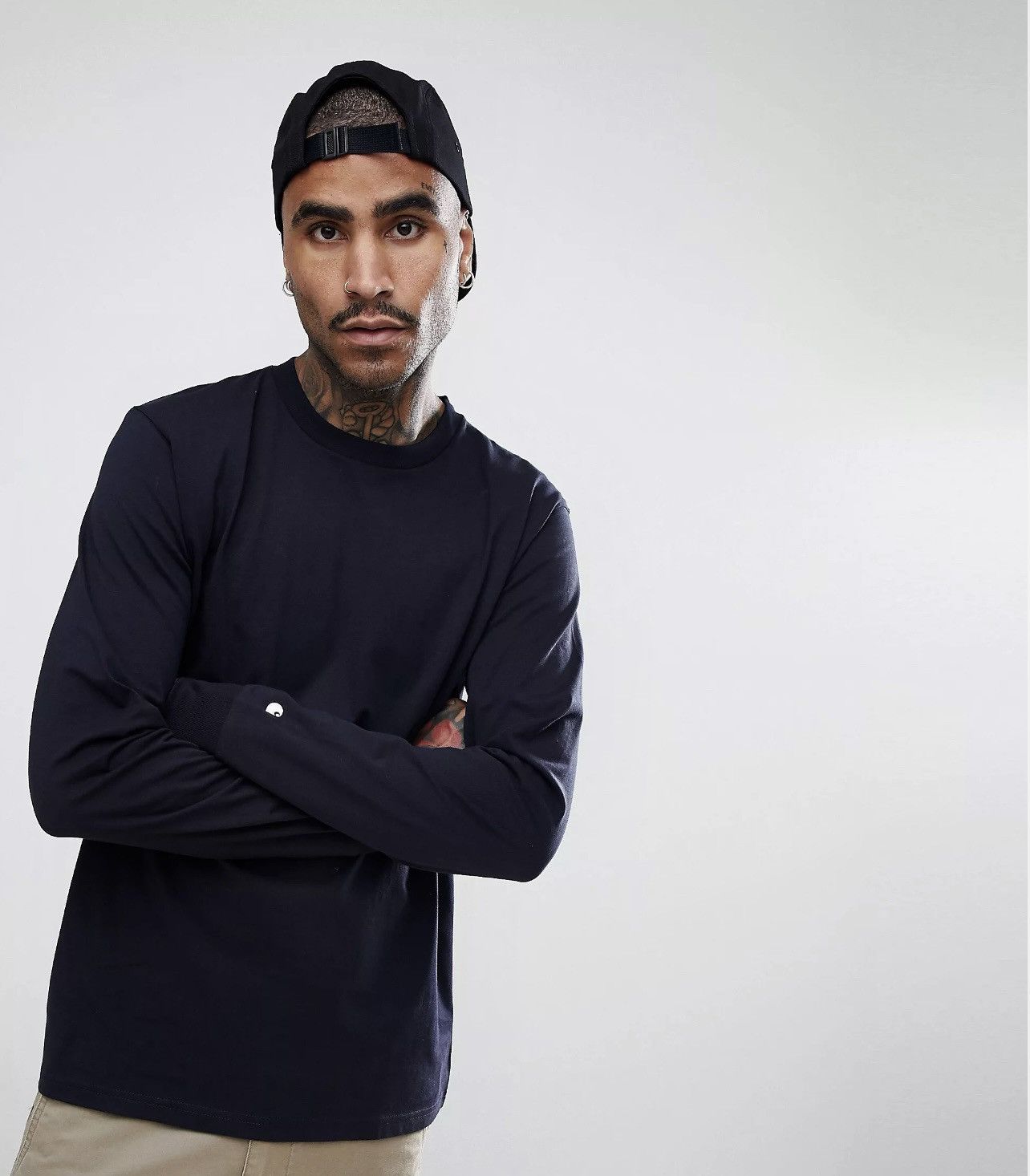 Carhartt × Carhartt Wip Mens Carhartt WIP Base Longsleeve Navy Size XL Size US XL / EU 56 / 4 - 2 Thumbnail