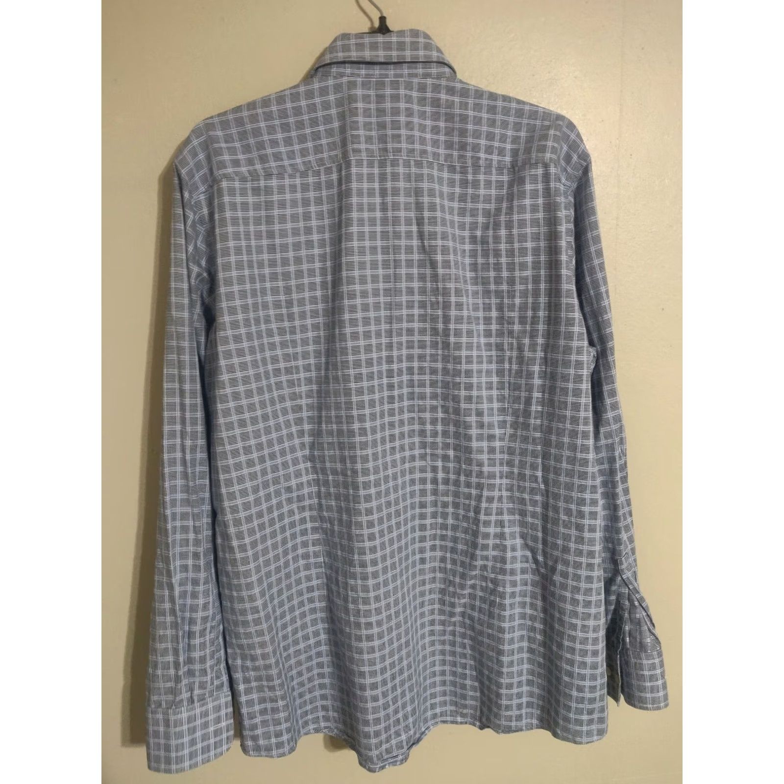 Hugo Boss HUGO BOSS Dress Shirt Sharp Fit Houndstooth Plaid Cutaway L/S Men's 16 34/35 Size 42R - 5 Thumbnail