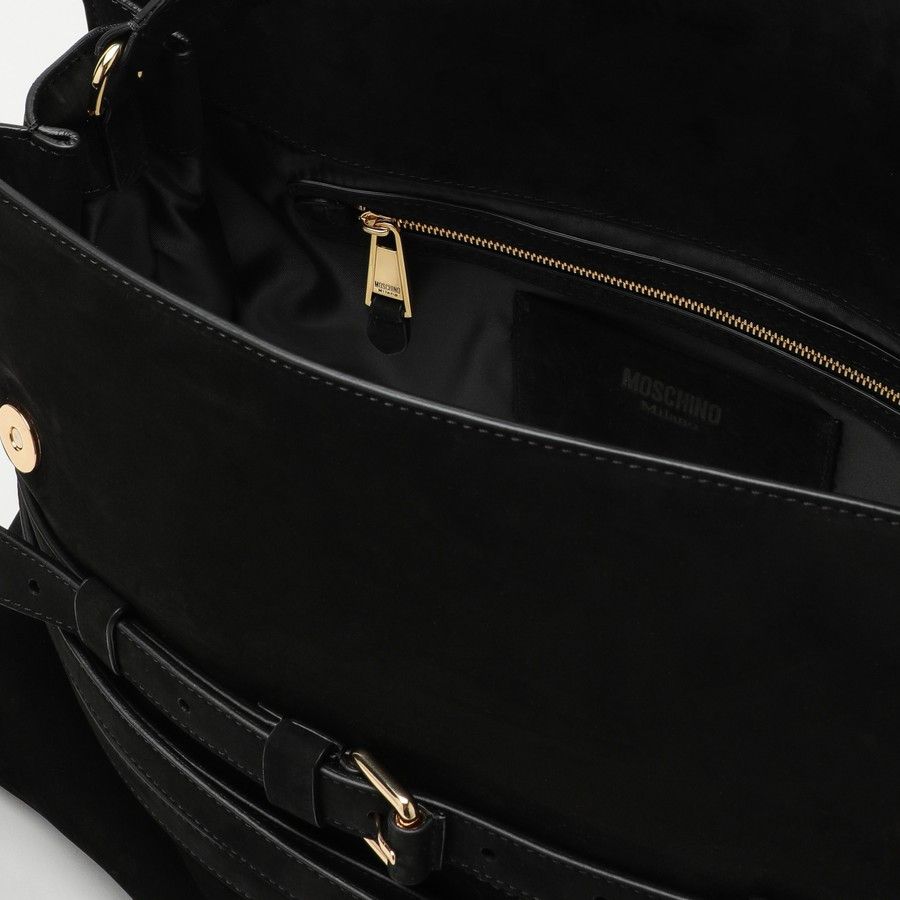 Moschino o1d2blof0924 Size: OS / Small Suede Shoulder Bag in Black Size ONE SIZE - 4 Thumbnail