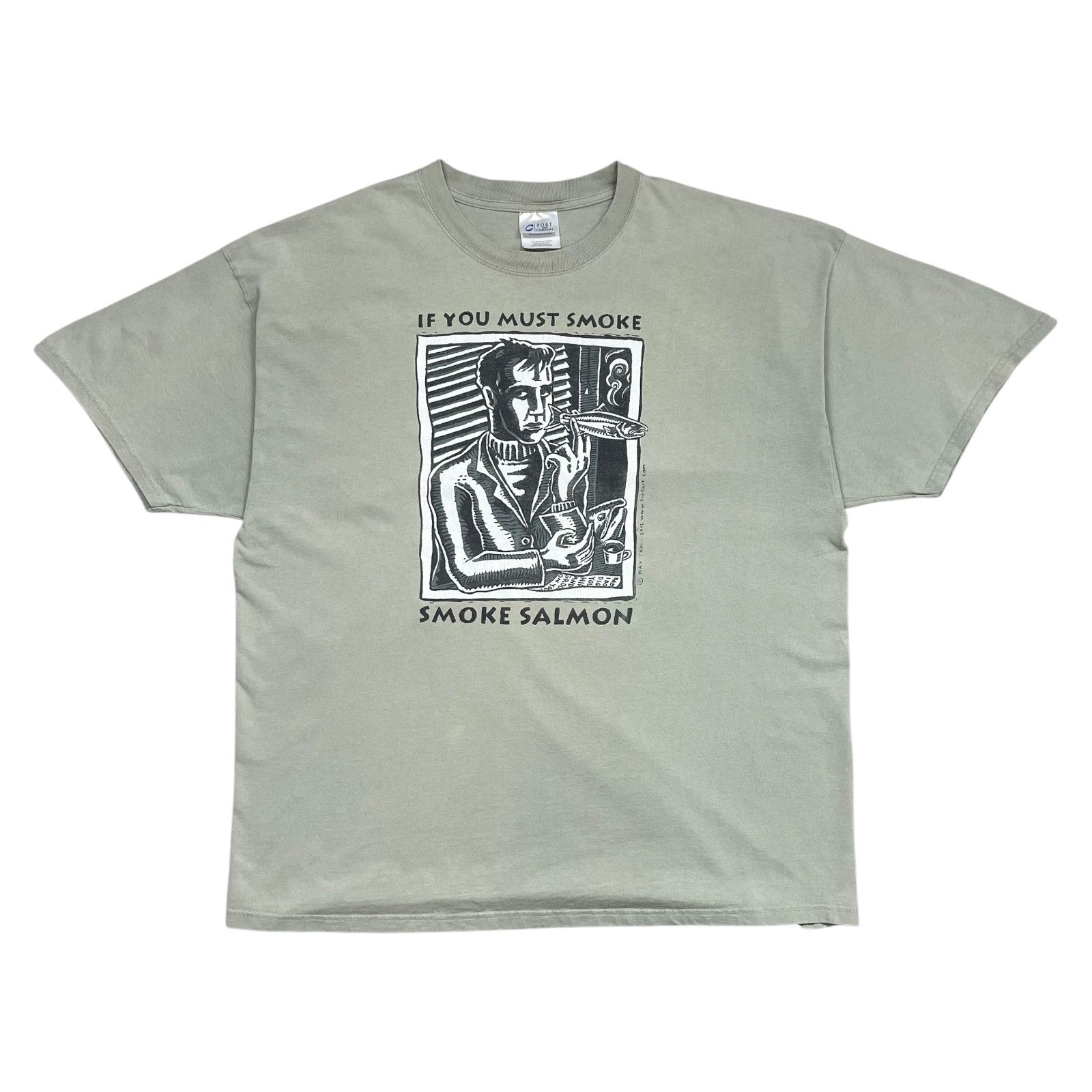 00s RAY TROLL IF YOU MUST SMOKE SALMON ART T-SHIRT 2002