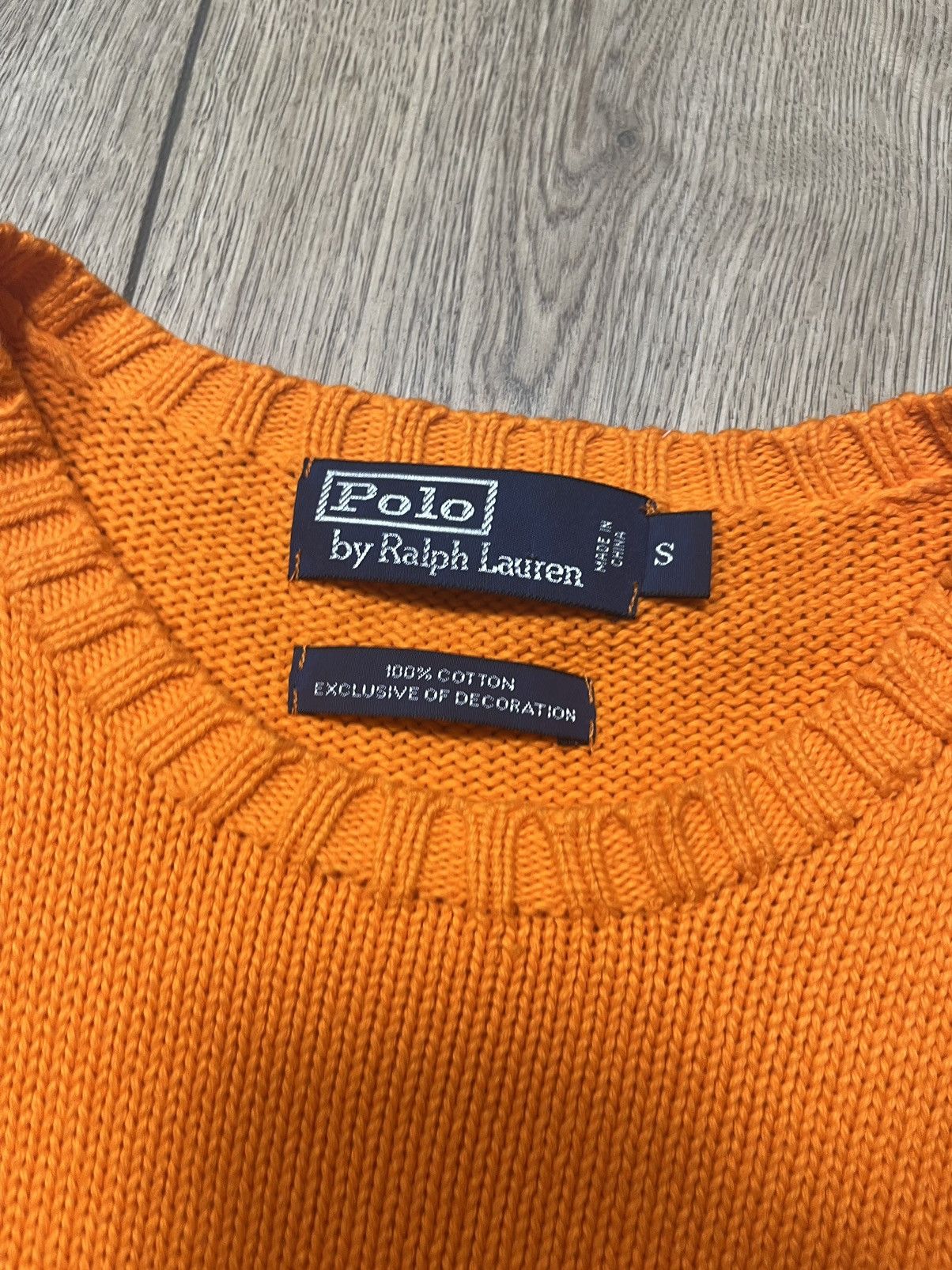 Polo Ralph Lauren × Vintage Vintage 90s Cotton Plain Orange Ralph Lauren Knitted sweater Size US S / EU 44-46 / 1 - 5 Thumbnail