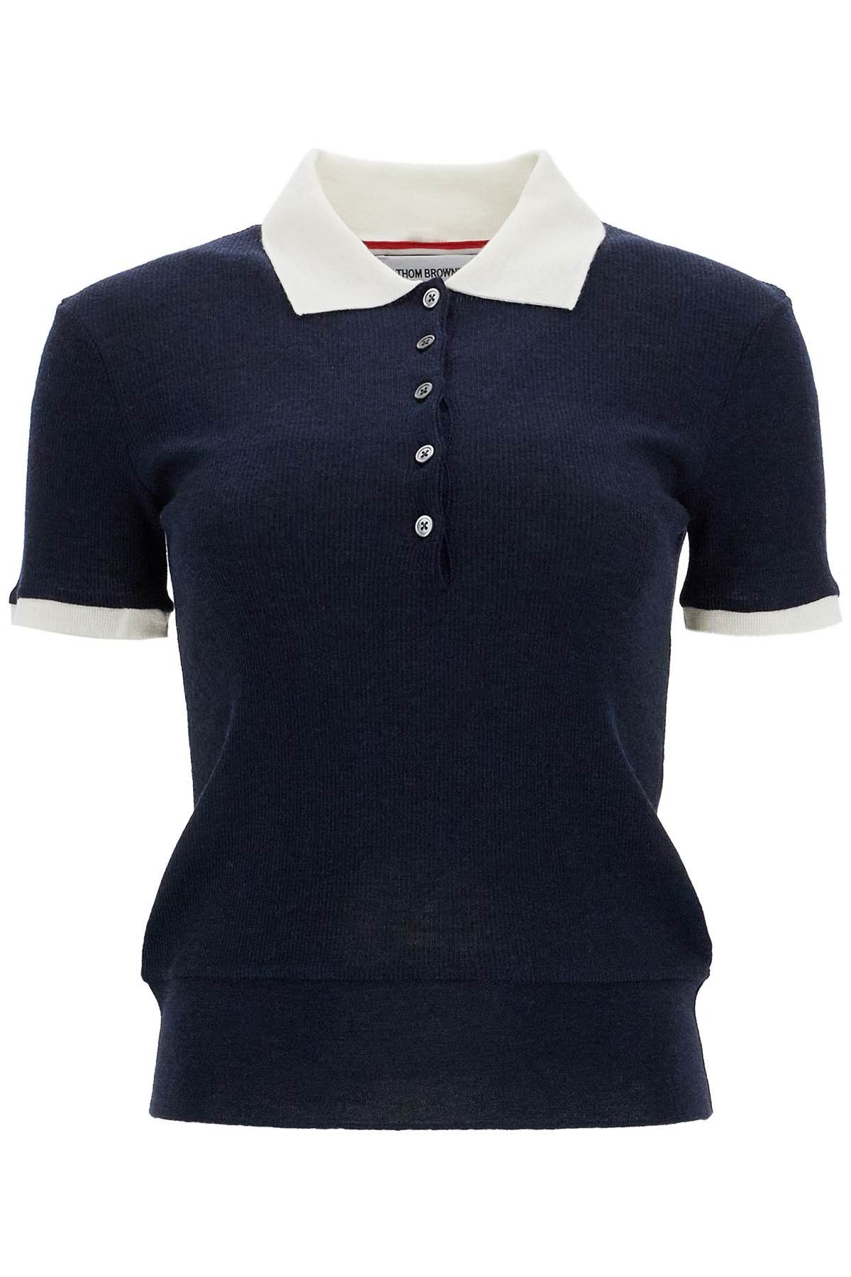 THOM BROWNE Short-Sleeved Wool Polo Shirt
