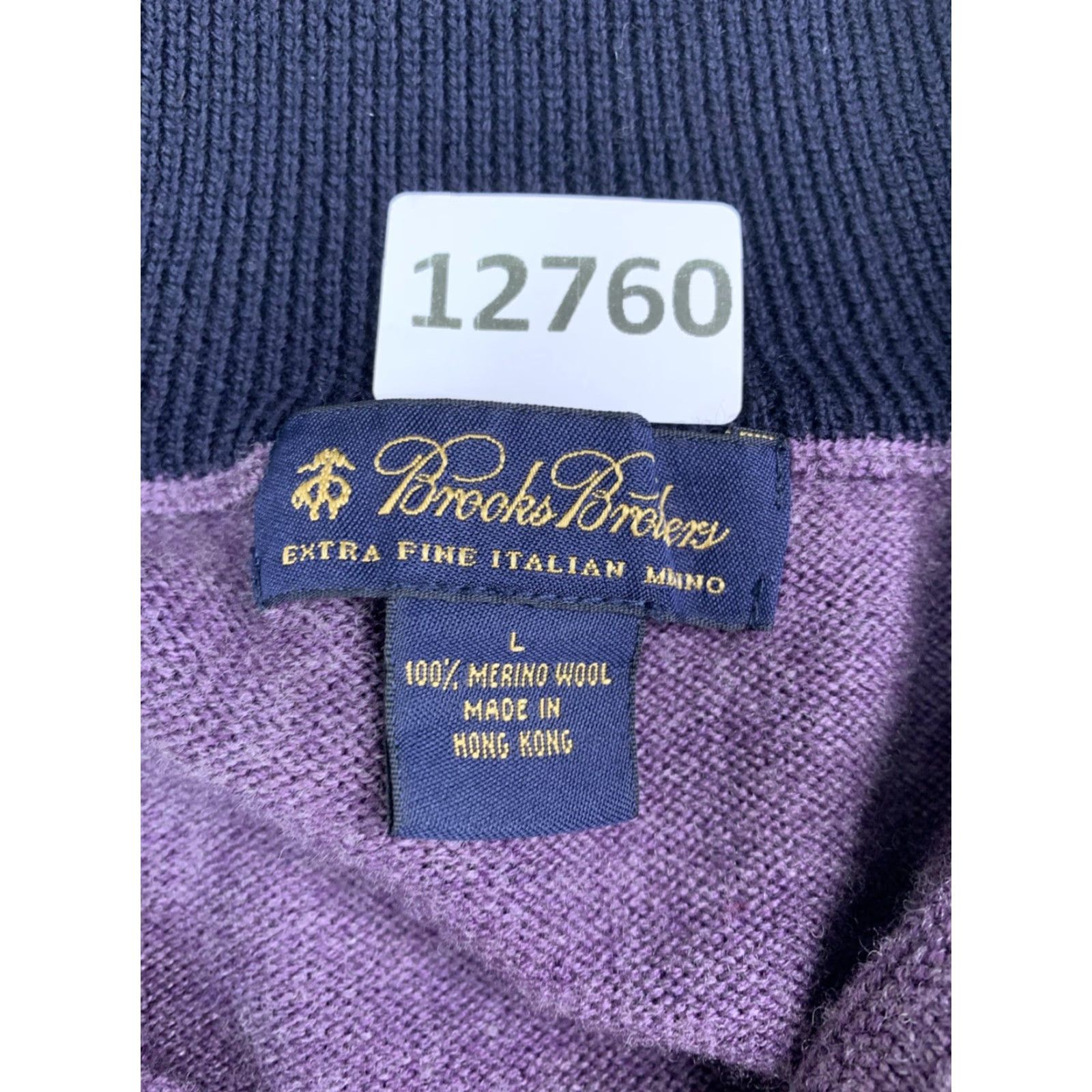 Brooks Brothers Brooks Brothers Extra Fine Merino Wool Purple Knit Quarter Button Men’s Sweater Size US L / EU 52-54 / 3 - 3 Thumbnail