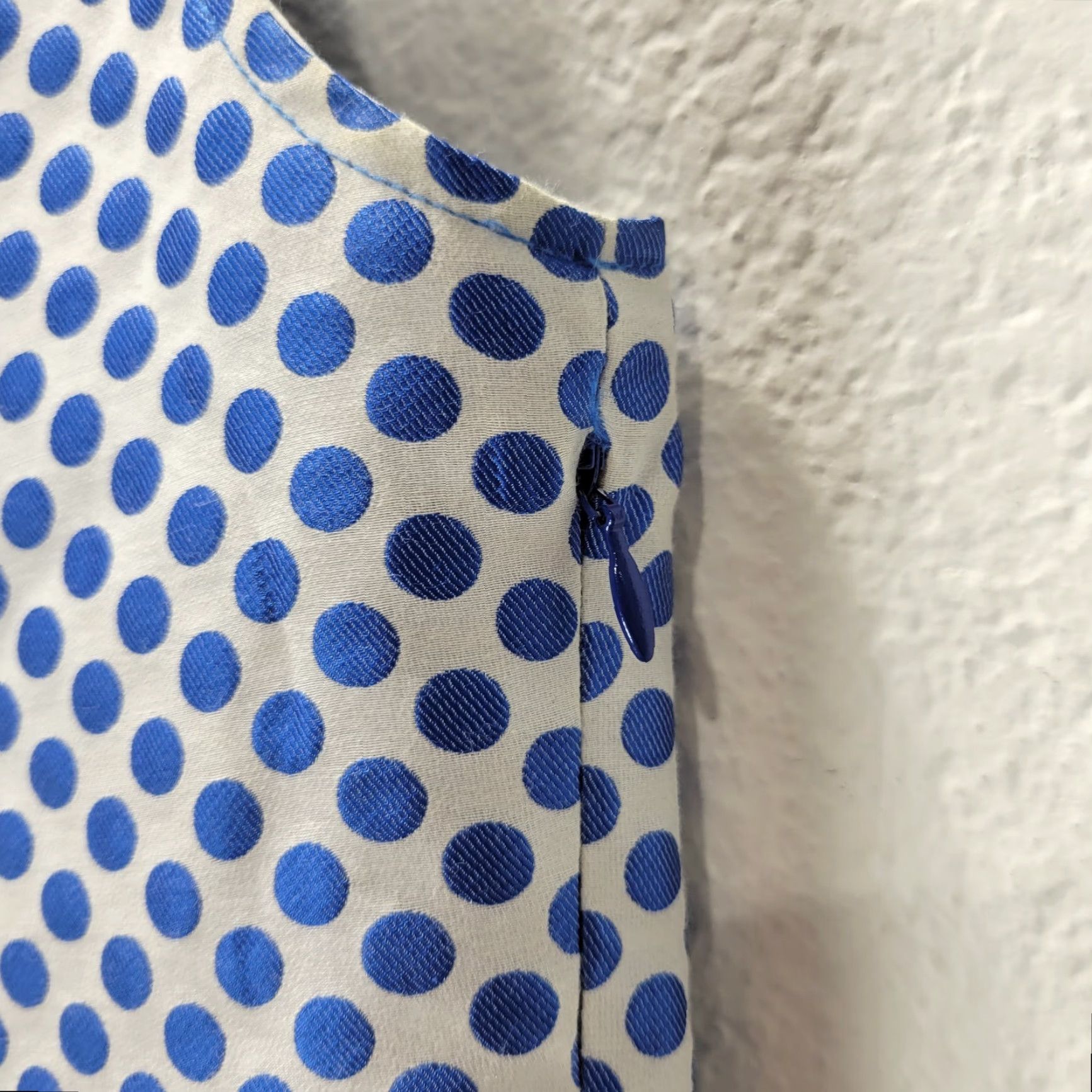 Vintage Axara Paris Blue White Polka Dot Dress Cotton Blend Midi Sleeveless Sz 38 Womens Fit & Flare, Yellow? Size XS / US 0-2 / IT 36-38 - 3 Thumbnail
