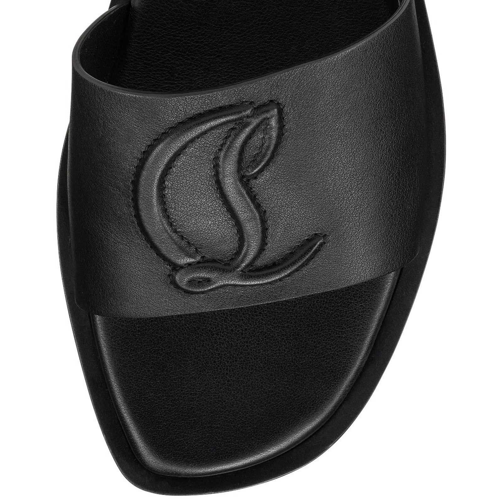 Christian Louboutin Christian Louboutin Mule Flat Black Leather Logo Slide Slip Size US 7.5 / IT 37.5 - 10 Thumbnail