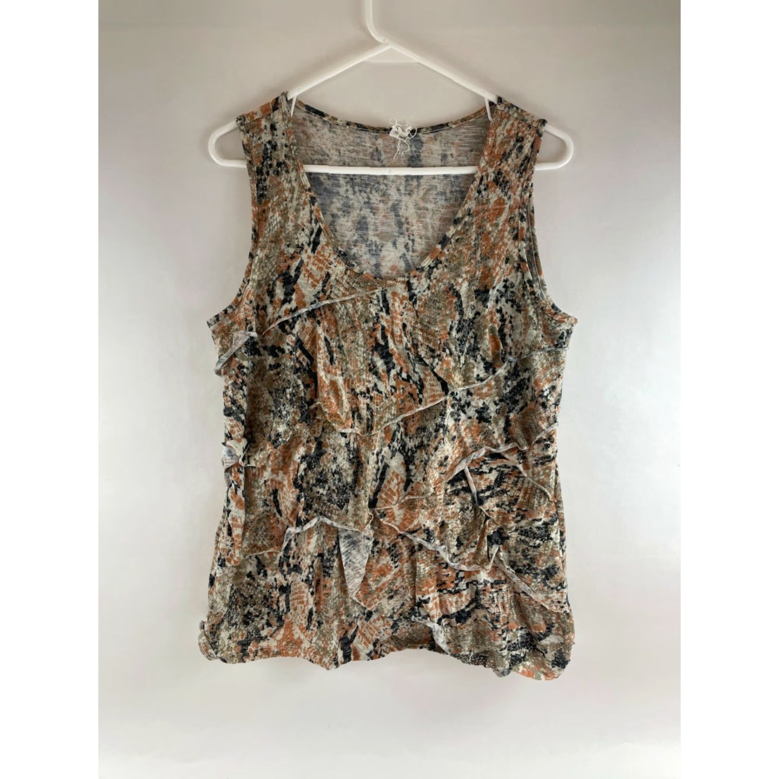 Vintage Willow Bay Tank Top Women's Size 6 Brown Snake Skin Print Sleeveless Scoop Neck - Casual Shirt, Regular, Brown, 6, Snake, 90s? Size M / US 6-8 / IT 42-44 - 2 Thumbnail