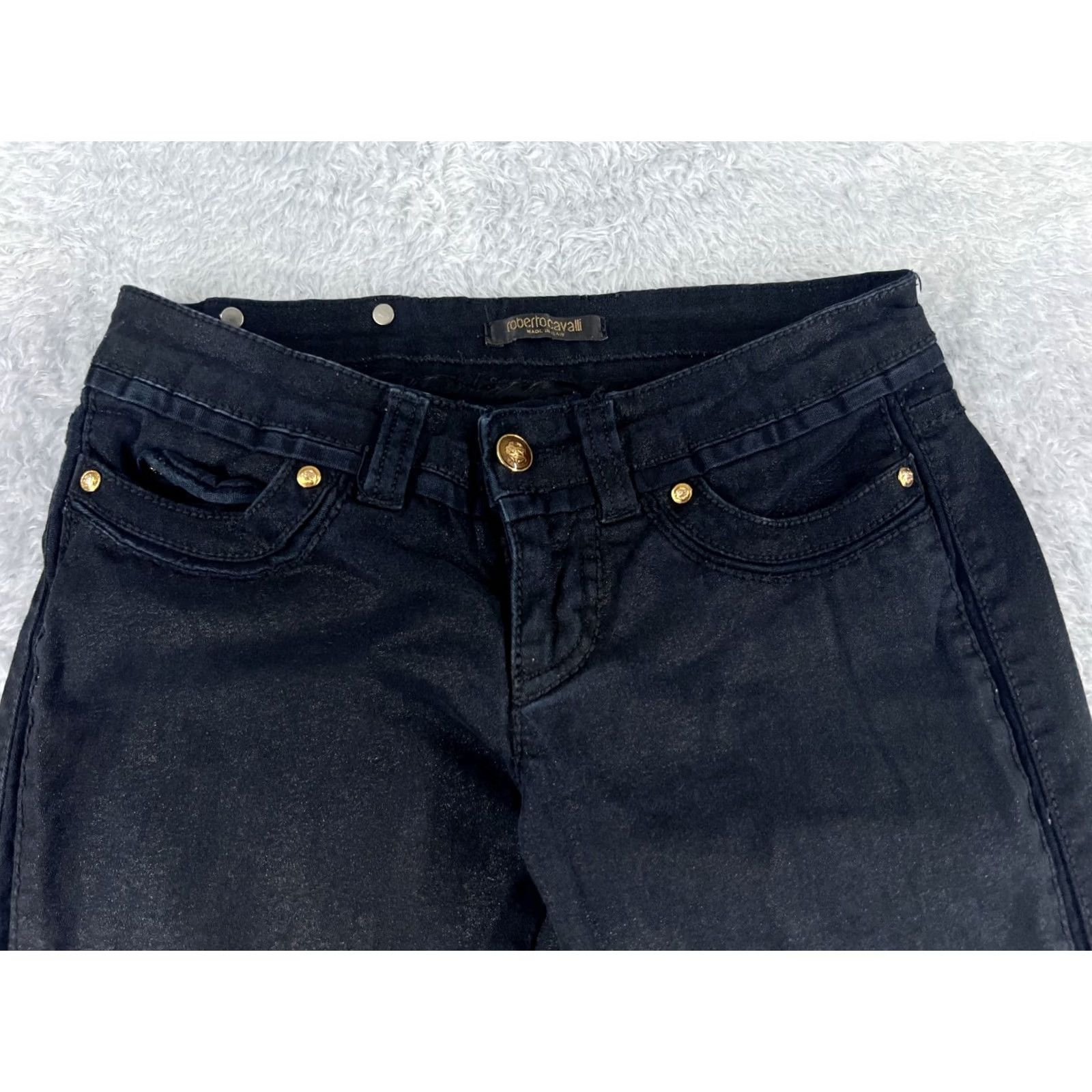 Roberto Cavalli VINTAGE Roberto Cavalli Jeans Women’s 26 Black Denim Bootcut 26x29 Dark Wash 80s 90s Designer Pants Womens Chrysler? Size 26" / US 2 / IT 38 - 4 Thumbnail