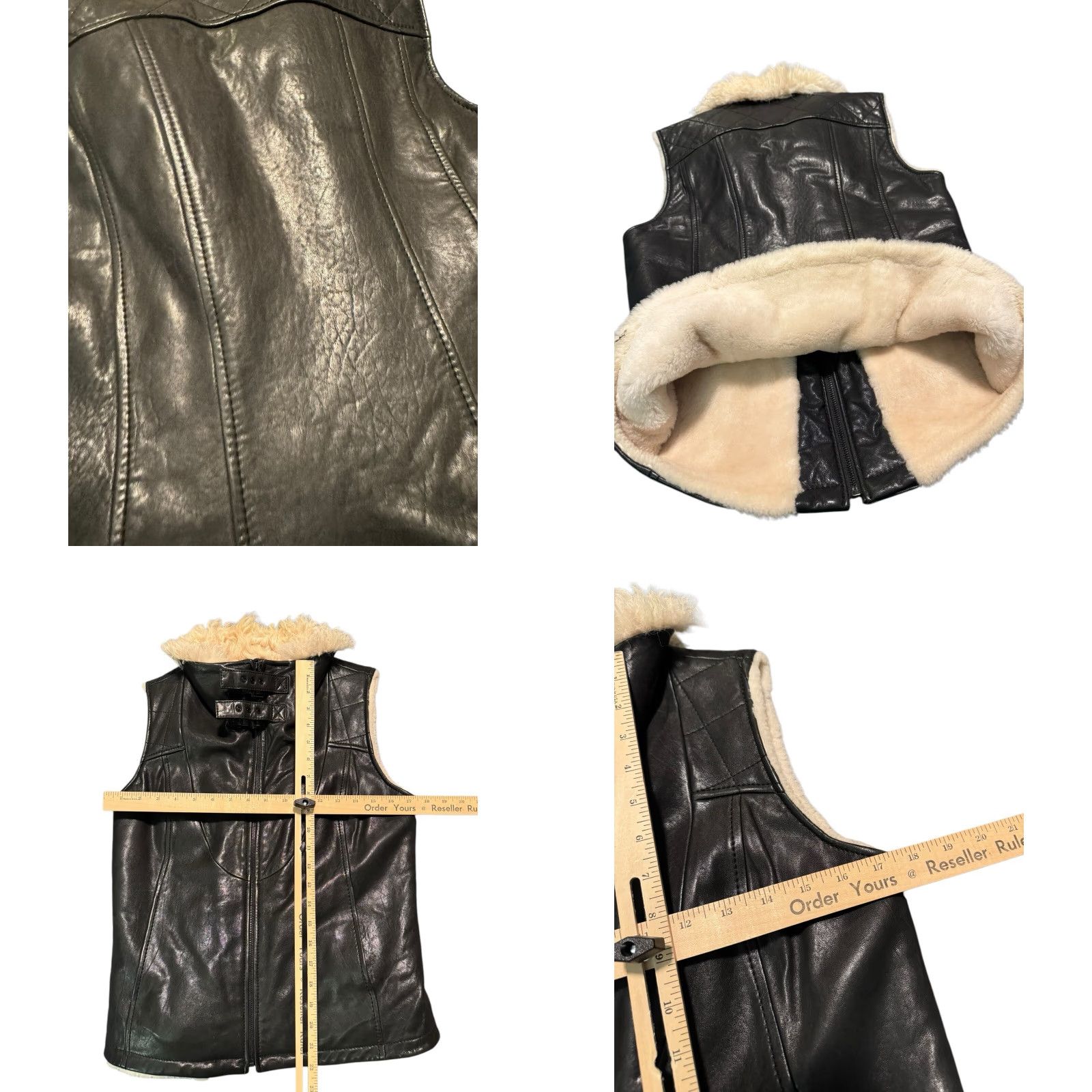 Tory Burch Tory Burch Leather Shearling Vest Full Zip Pockets Black SML Women Vest Slim Regular Size S Size S / US 4 / IT 40 - 9 Thumbnail