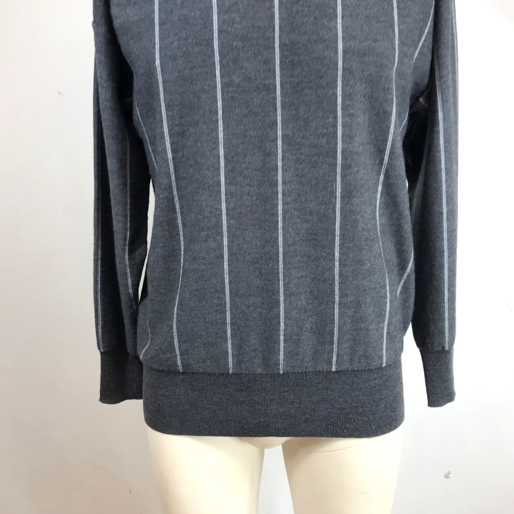 M.M.LaFleur M.M.LaFleur Charcoal Grey 100% Merino Wool Pinstripe Crewneck Sweater Mens M Size US M / EU 48-50 / 2 - 3 Thumbnail