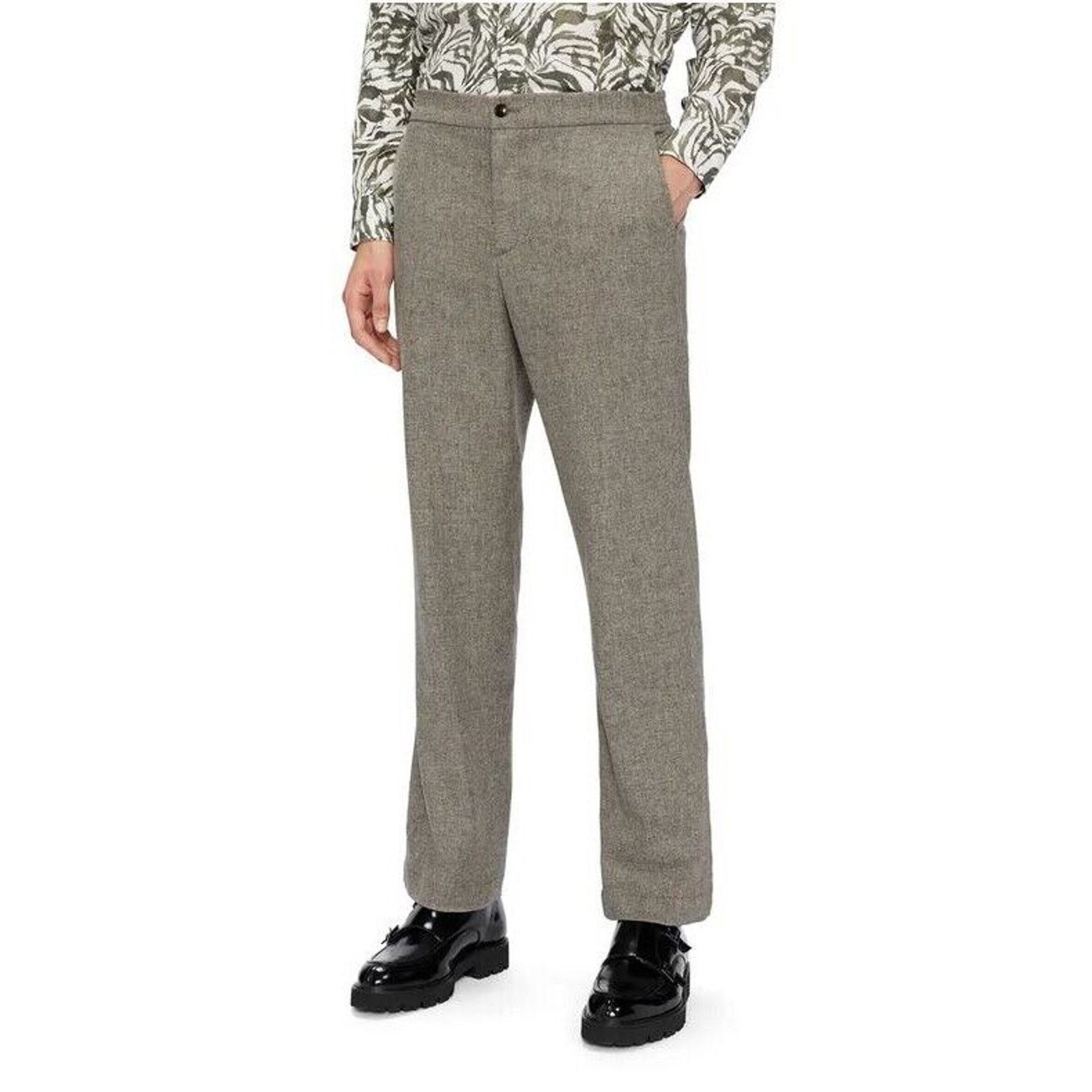 Ted Baker Ted Baker Men's Tan Wool Shuttle Leyden Fit Trousers 36R Size US 36 / EU 52 - 1 Thumbnail