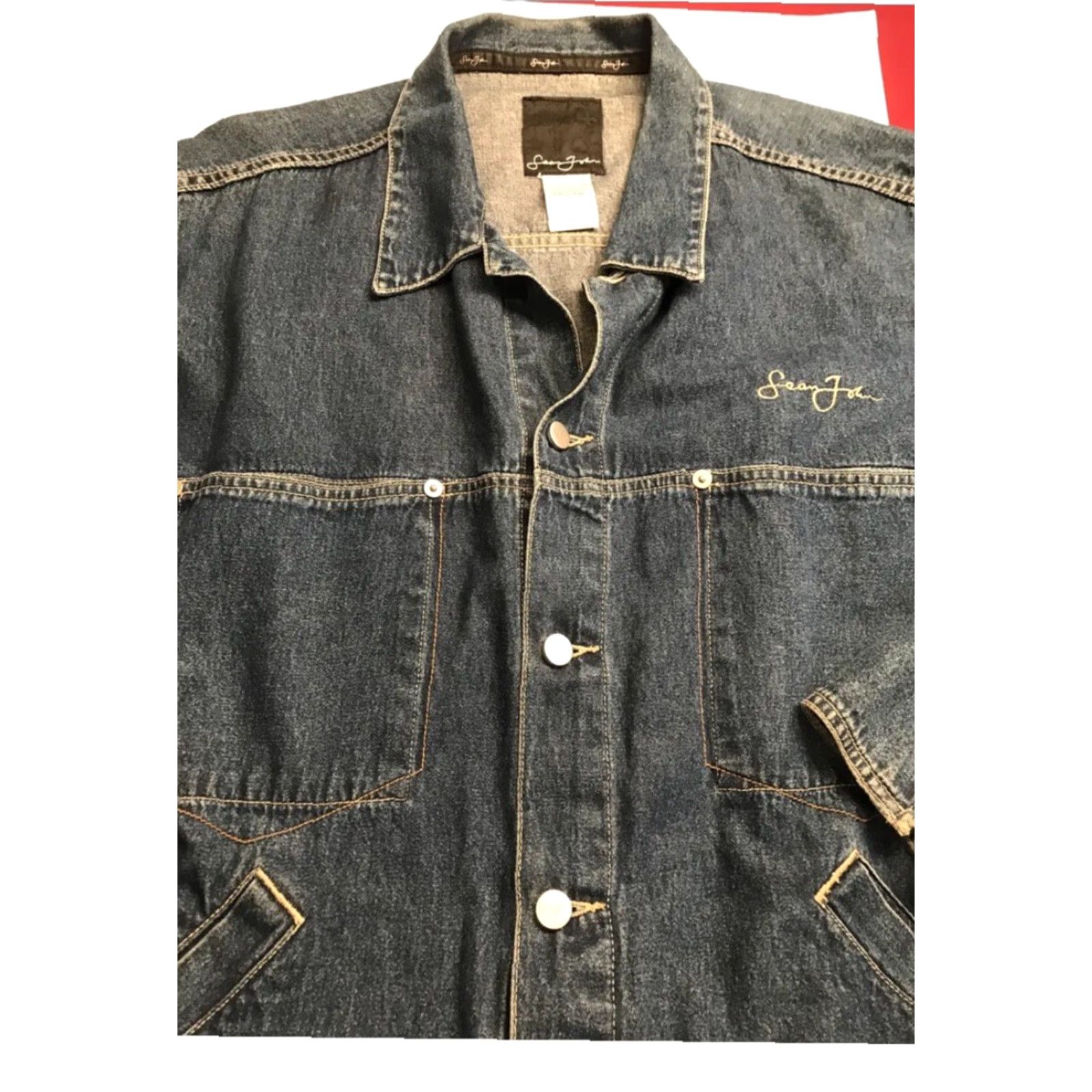 Sean John VINTAGE Sean John JEAN 90s Jacket Blue Denim Button Front Mens Large Puff Daddy P Diddy Jacket Jeans Coat Denim Collection Size US 33 - 5 Thumbnail