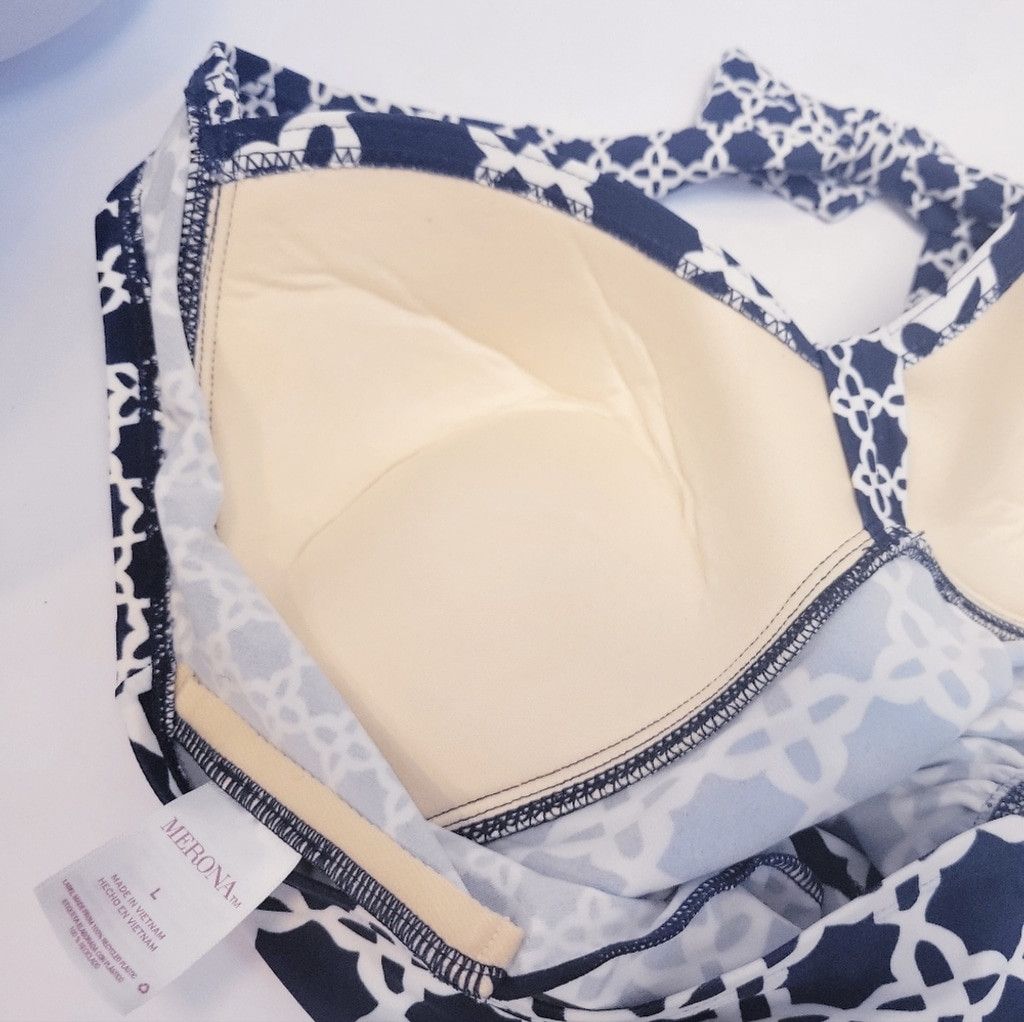 Merona Merona Navy and White Halter Swimsuit Top Size Large Size ONE SIZE - 4 Thumbnail