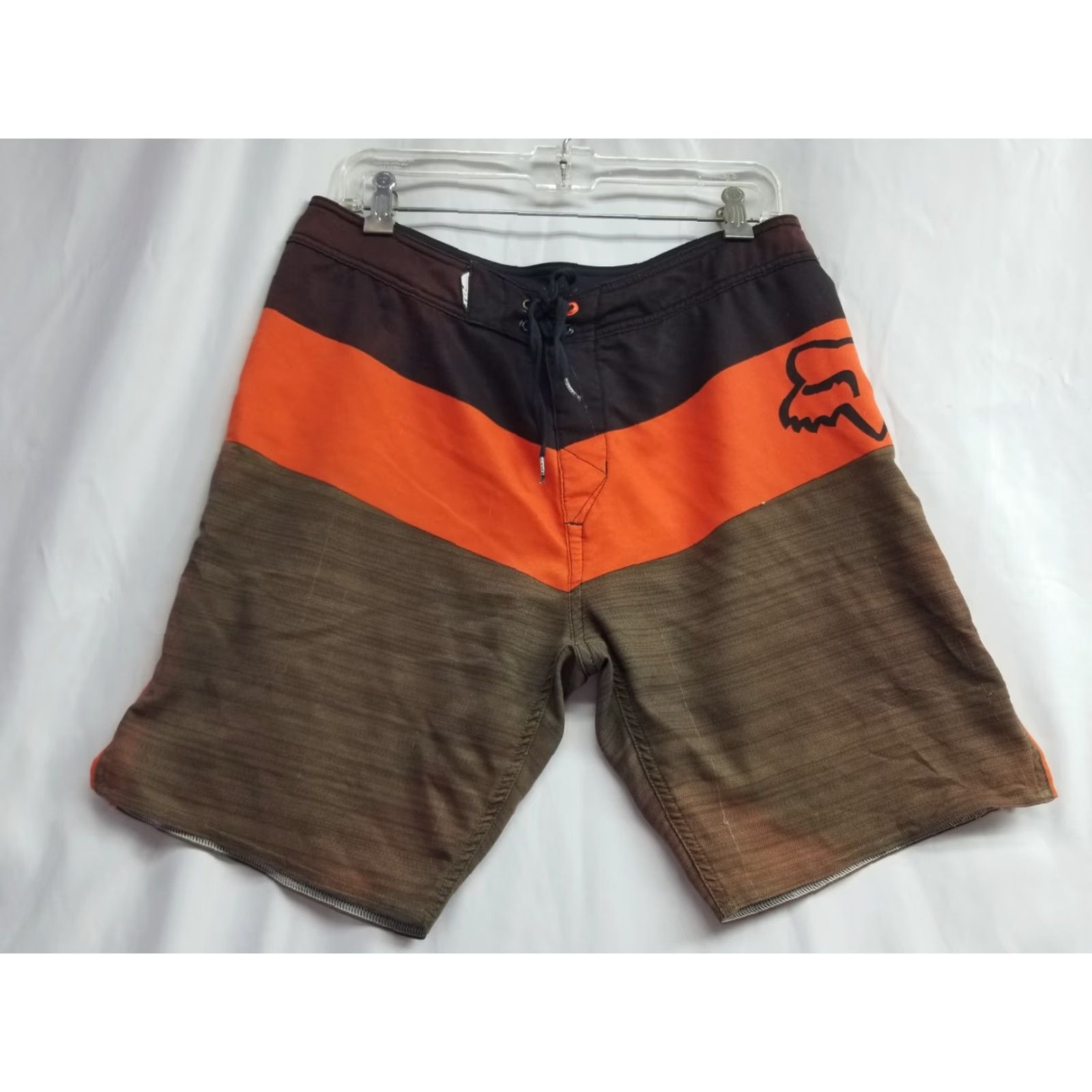 Fox Racing Fox Racing Shorts Board Shorts Mens 32 Orange Logo Swim Trunks Stretch Pockets Beach Surfing Boating Pool Swimming Geometric Pattern Fox Size US 32 / EU 48 - 2 Thumbnail
