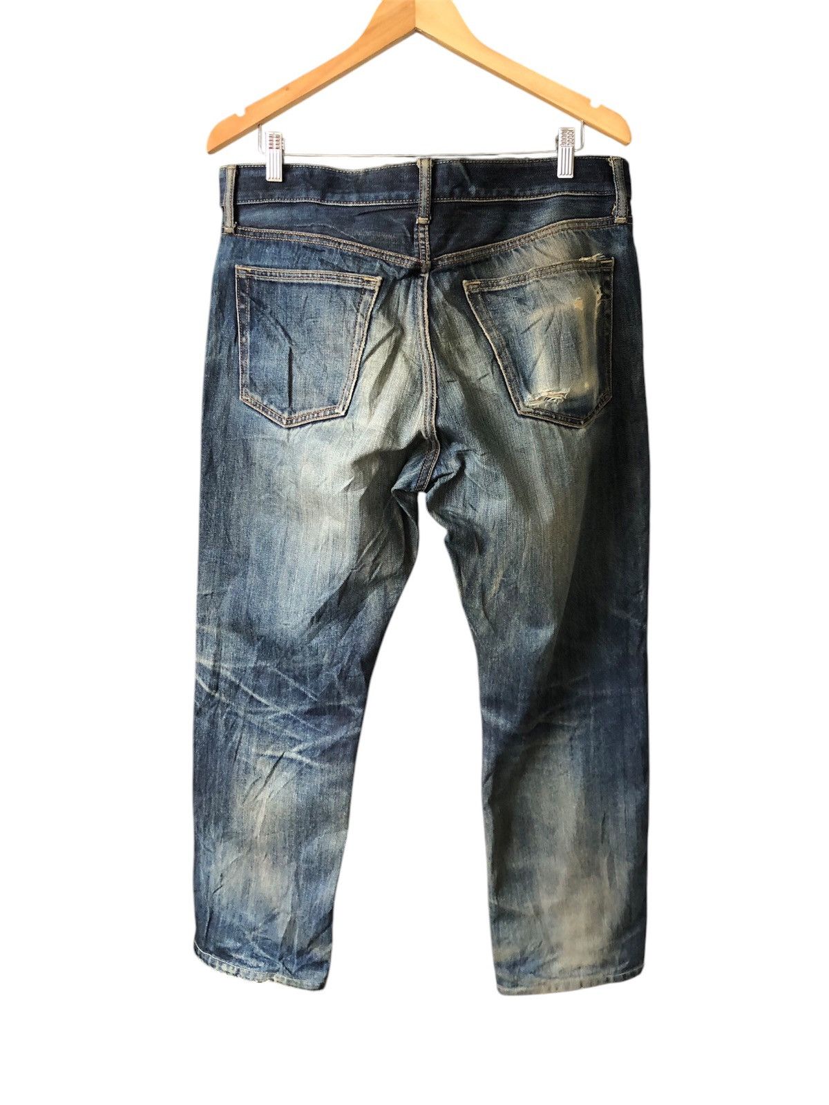 Uniqlo Uniqlo Flare Distressed Kaihara Denim Wax Jeans Straight Cut Size US 35 - 2 Thumbnail