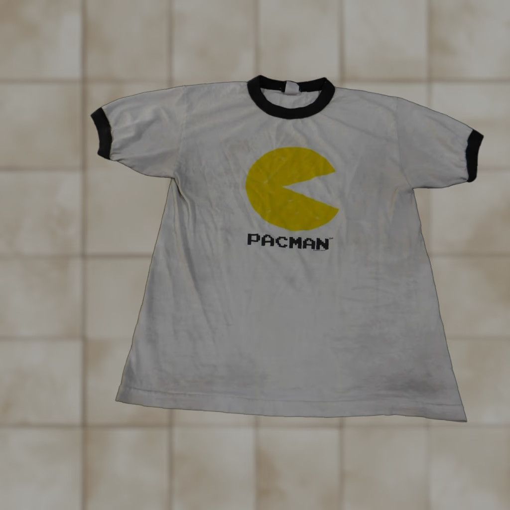 Vintage VINTAGE Pac-Man Shirt Mens Large White/Black Ringer Tee 80s Arcade Retro Graphic Print Mens Size US L / EU 52-54 / 3 - 1 Thumbnail