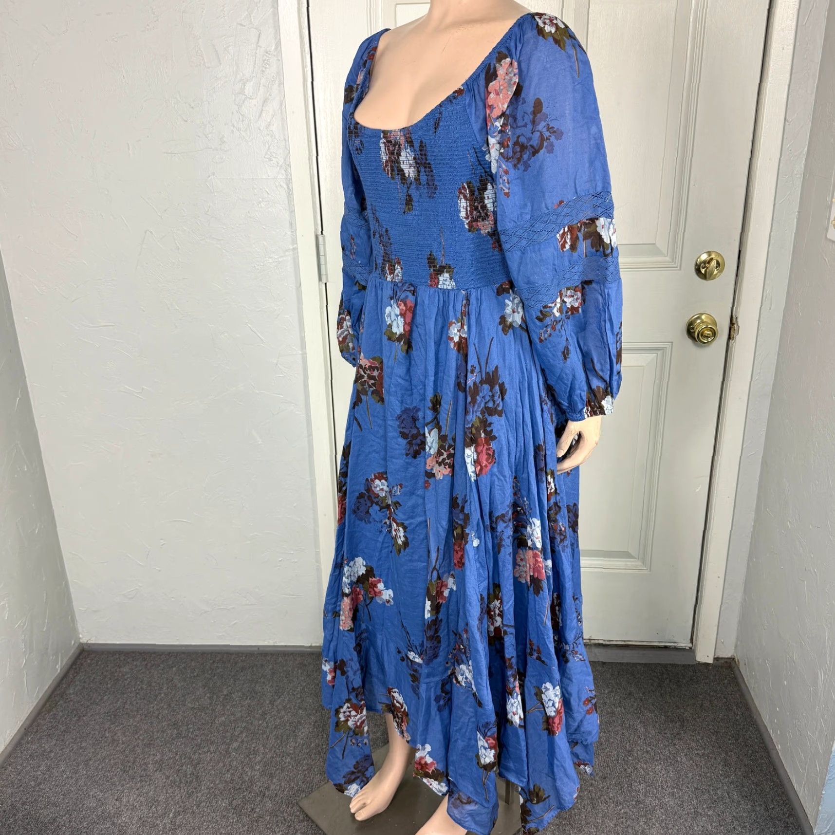 formal plus size royal blue dress Berylove Women Royal Blue Twist Front Maxi Dress Plus Size Off the Shoulder Satin A Line Wedding Party Guest Dress, Royal Blue / XL