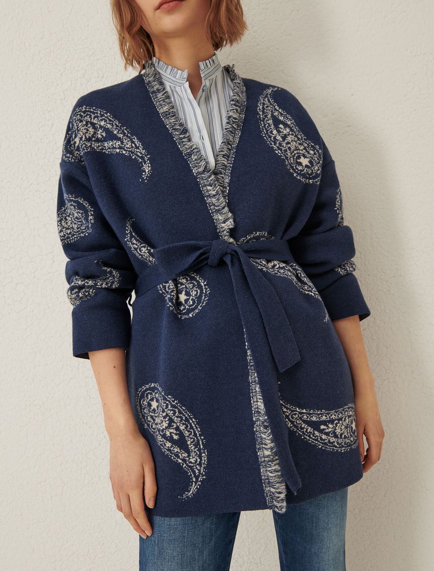 Marella Marella Sonale Cardigan in Cashmere Jacquard Wool Blend Size M / US 6-8 / IT 42-44 - 1 Thumbnail