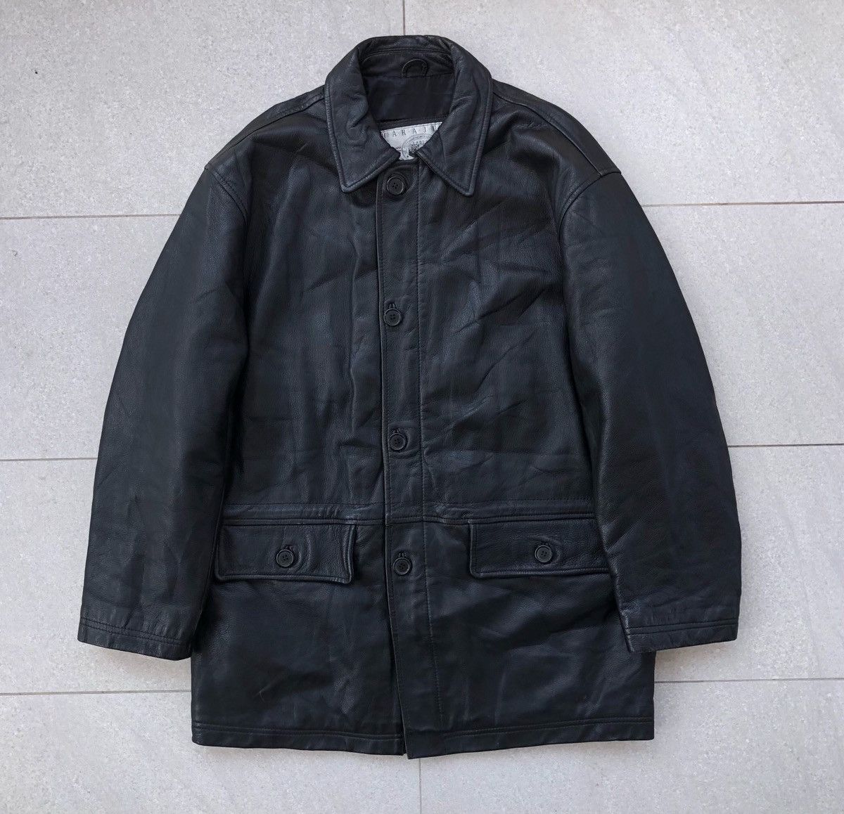 Vintage Vintage HARAJUKU Men’s Cow Genuine Leather Trench Coat Size US L / EU 52-54 / 3 - 6 Thumbnail