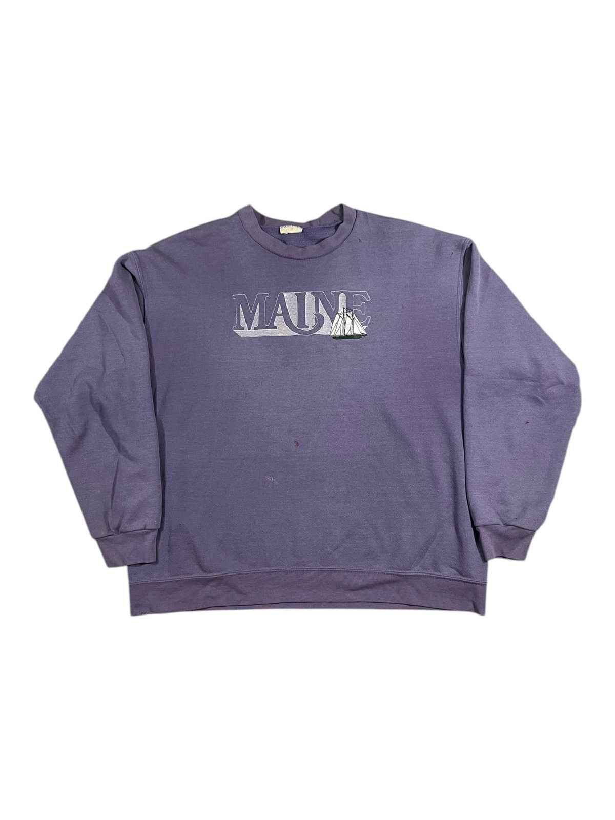 Vintage Vintage Maine Crewneck Sweatshirt Faded Purple Size US L / EU 52-54 / 3 - 1 Thumbnail