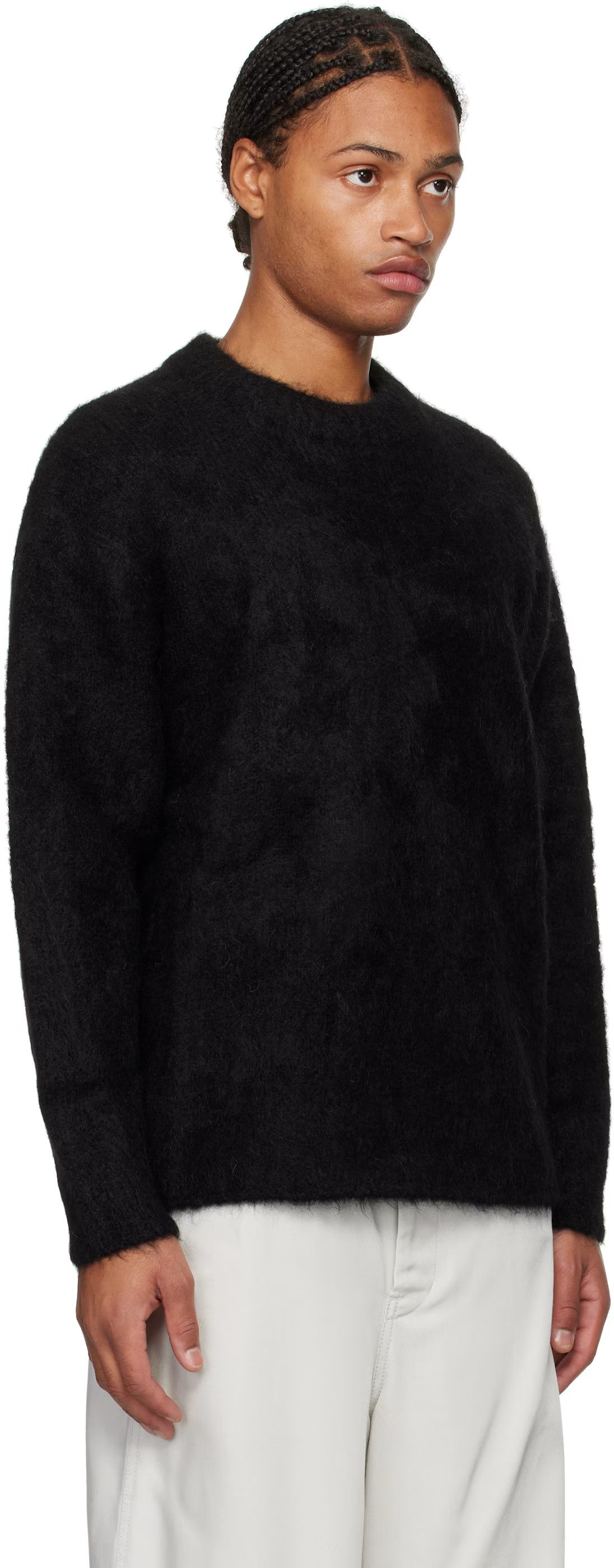 AMOMENTO Black Alpaca Round Neck Sweater Size US M / EU 48-50 / 2 - 2 Thumbnail