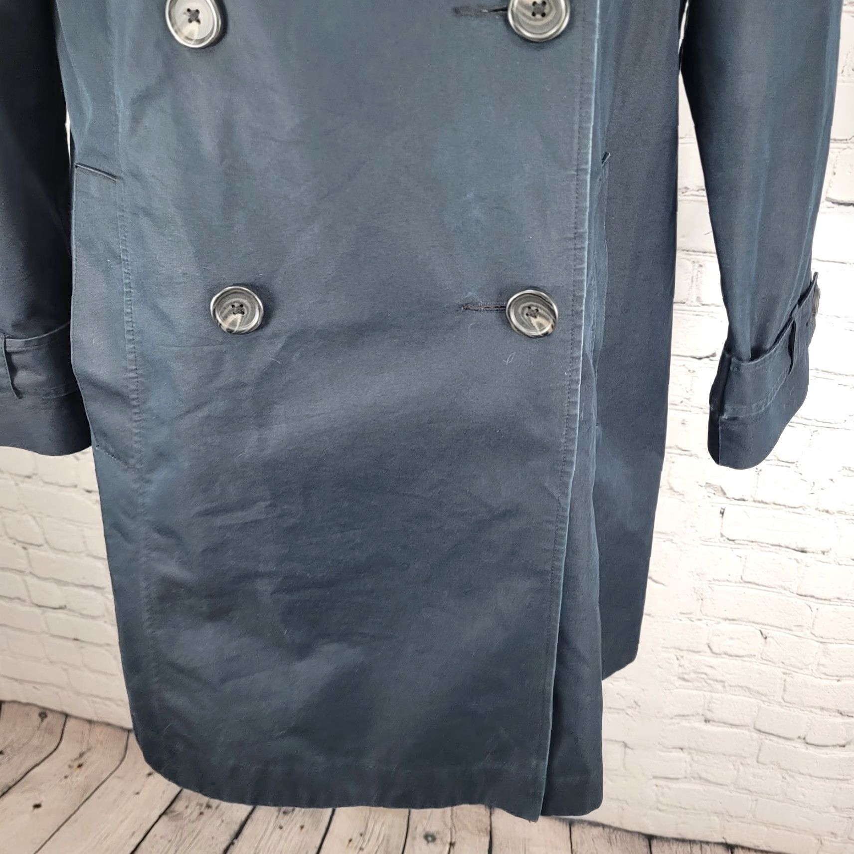 Vintage L.L. Bean Trench Coat Women Small S Navy Cotton Blend Lined Pockets Buttoned Lightweight Classic Outdoor Size S / US 4 / IT 40 - 7 Thumbnail