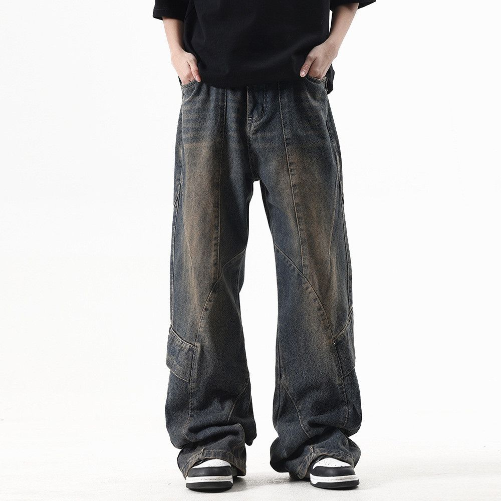 Japanese Brand × Jean Washed distressed split panel cargo jeans Size US 32 / EU 48 - 1 Thumbnail
