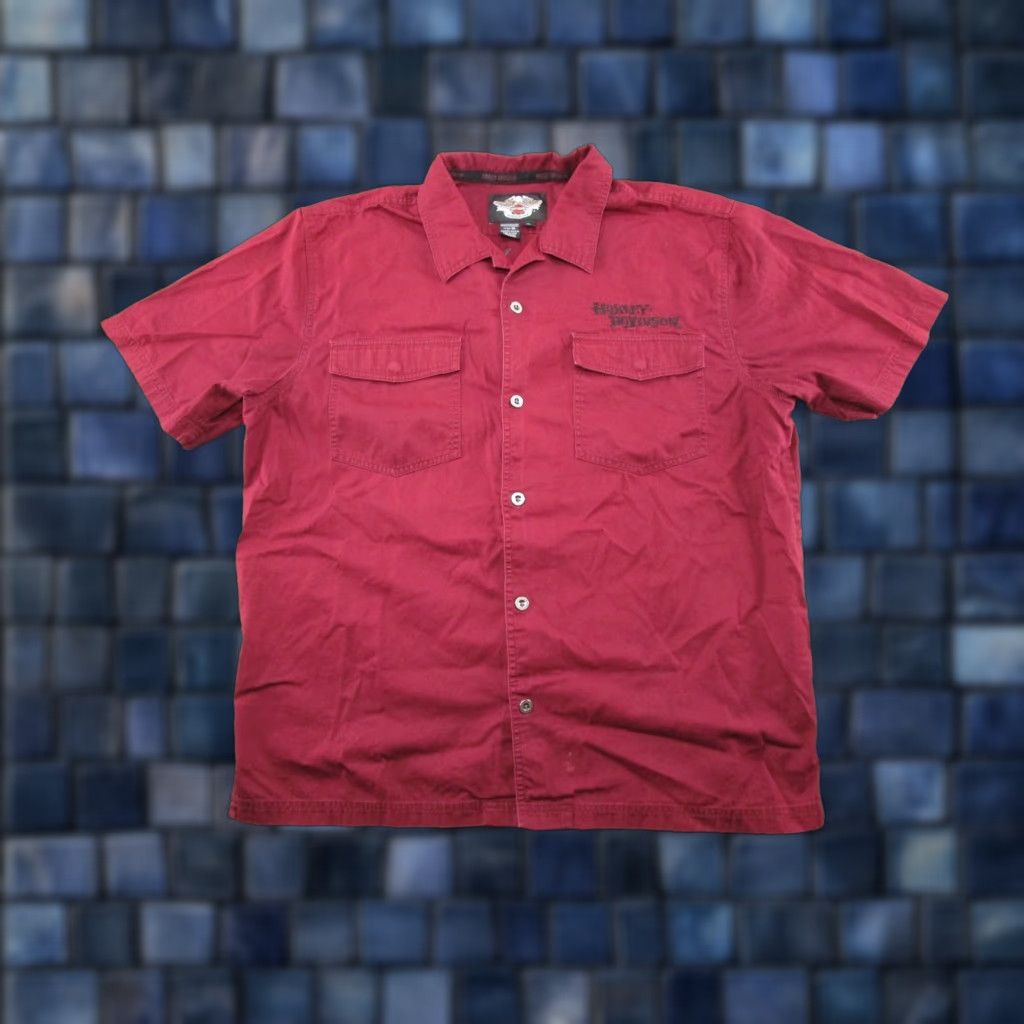 Harley Davidson Harley-Davidson Eagle Button Up Short Sleeve Embroidered Biker Mechanic Shirt XL Red Men Button-Down Collar Casual Vintage: No Size US XL / EU 56 / 4 - 1 Thumbnail