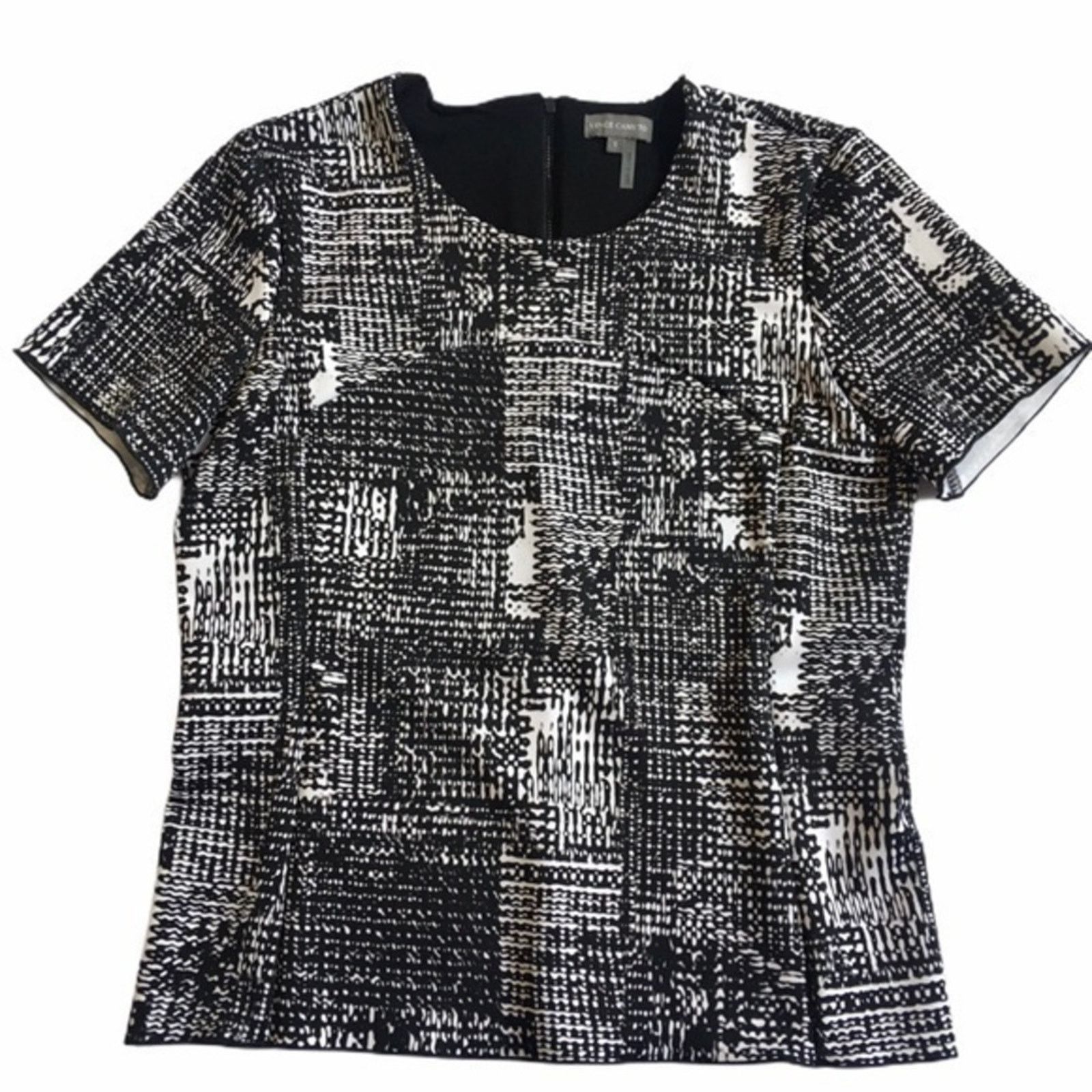 Vince Camuto Vince Camuto Short Sleeve Back Zip Cityscape Scuba Tee Top Size S / US 4 / IT 40 - 1 Thumbnail