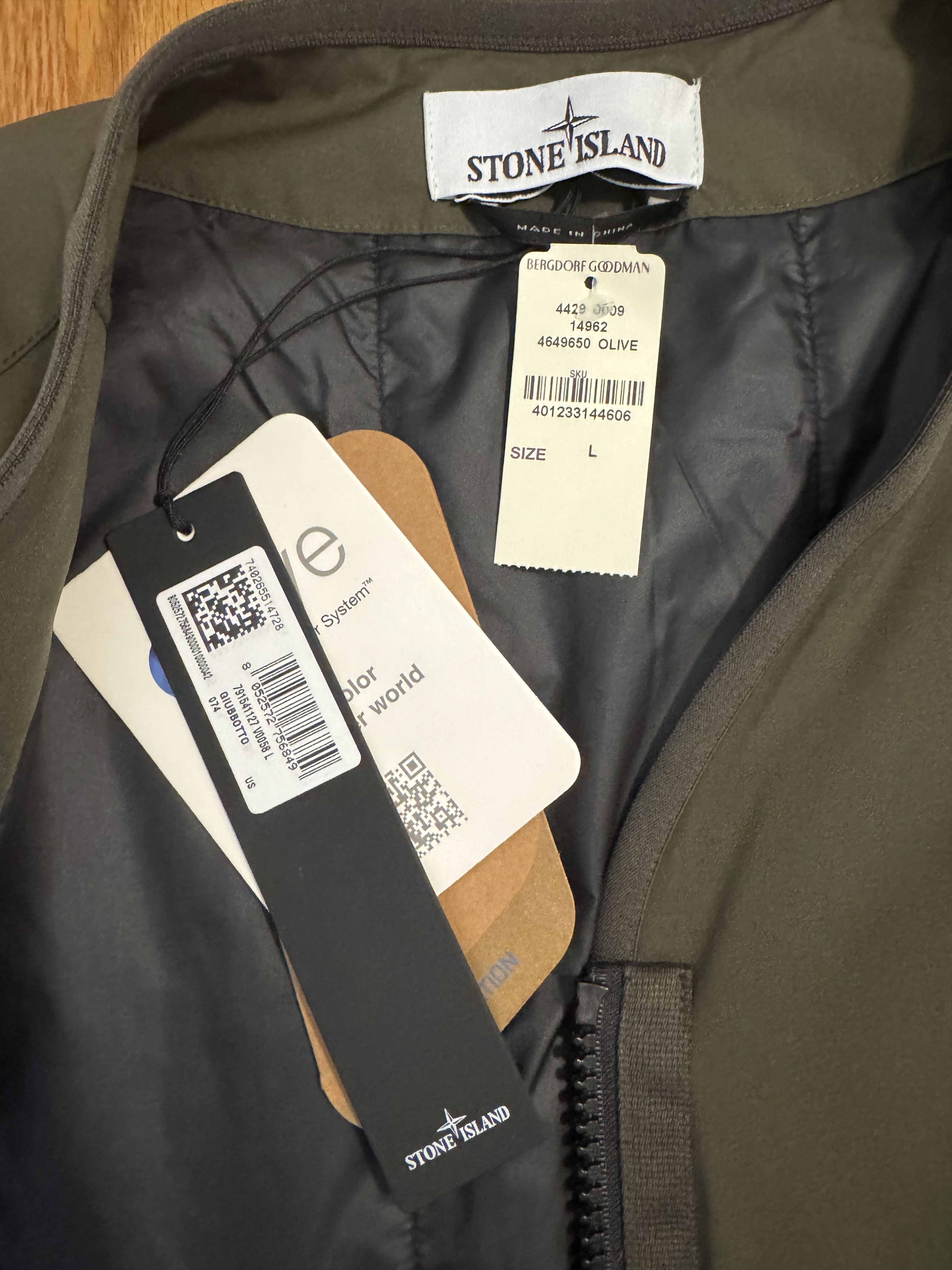 Stone Island Stone Island Men's Olive Liner Jacket No Collar - Tags On Size US L / EU 52-54 / 3 - 3 Thumbnail