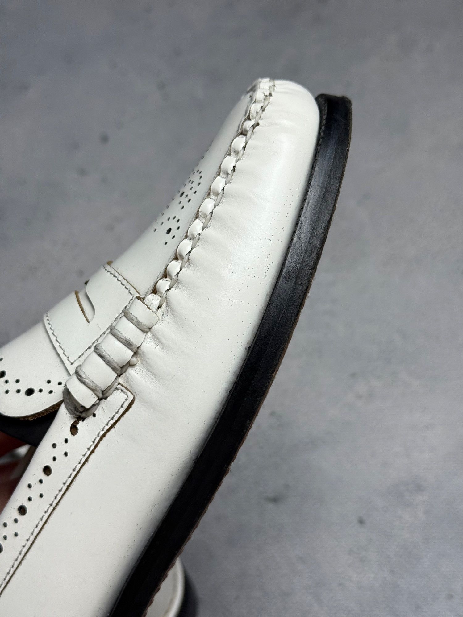 Sebago Sebago Womens Vintage White Leather Loafers With Perforated Size US 7 / IT 37 - 7 Thumbnail