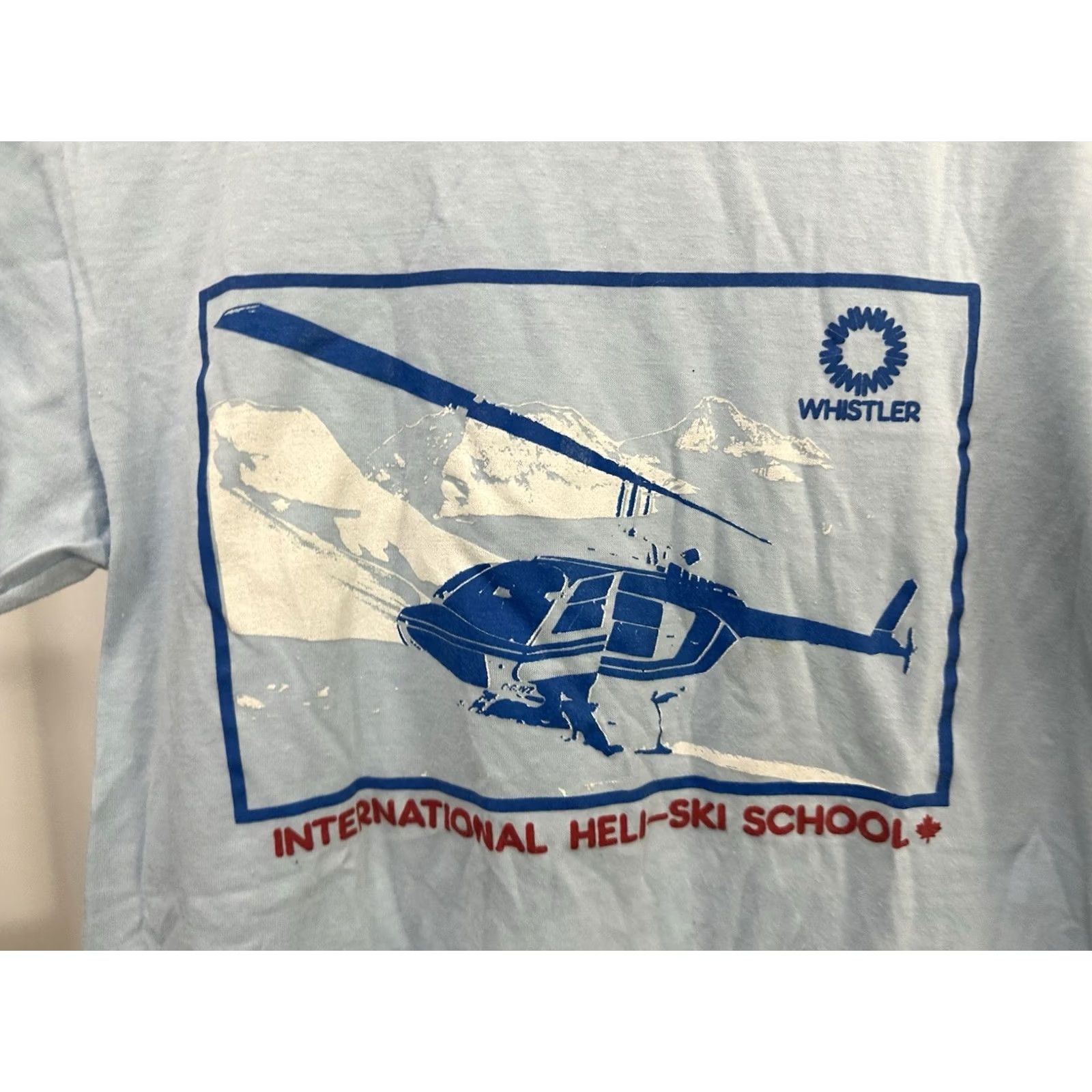 Evergreen VTG 80s International Heli Ski School Paper Thin Blue T-Shirt Size S Size US S / EU 44-46 / 1 - 4 Thumbnail