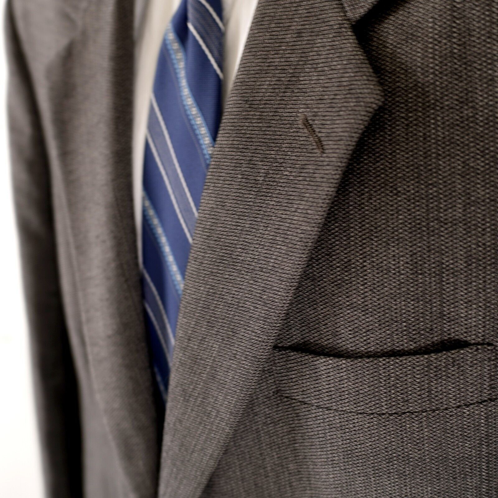 Pierre Cardin Pierre Cardin Textured Tweed Wool Gray Check 2 Button Blazer Size 44L - 4 Thumbnail