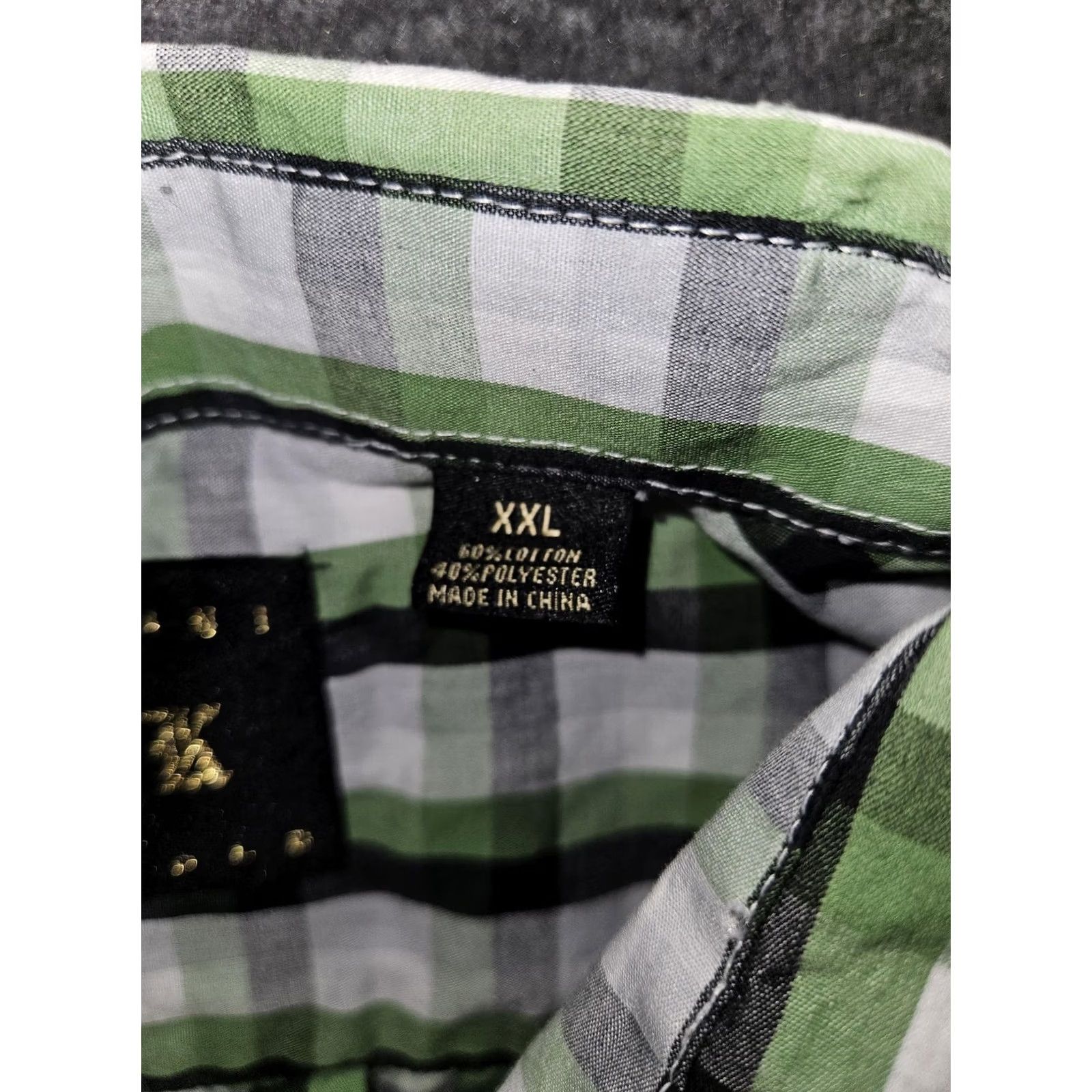 Vintage Kani Gold Shirt Mens 2XL Slim Fit Green Check Short Sleeve Button Up Y2K 90's Size US XXL / EU 58 / 5 - 3 Thumbnail